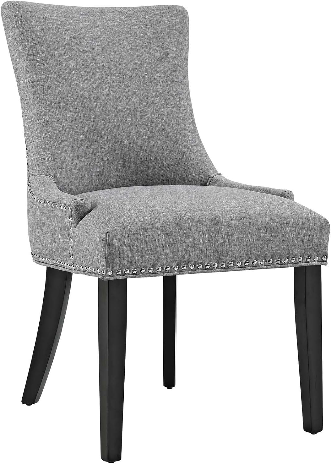 Modway Marquis Modern Gray Upholstered Fabric Dining Chair with Nailhead Trim