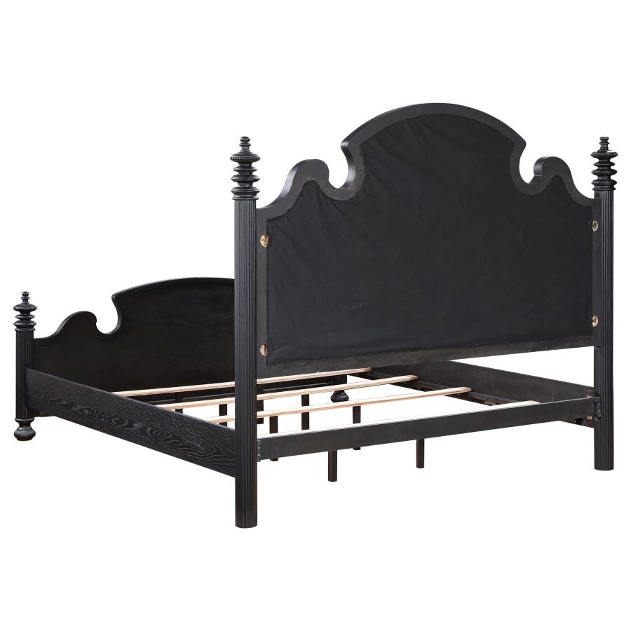 Celina Eastern King Bed with Upholstered Headboard Black and Beige