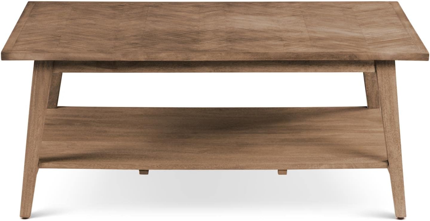 Milani Solid Wood Cocktail Coffee Table In Natural Mango Oak