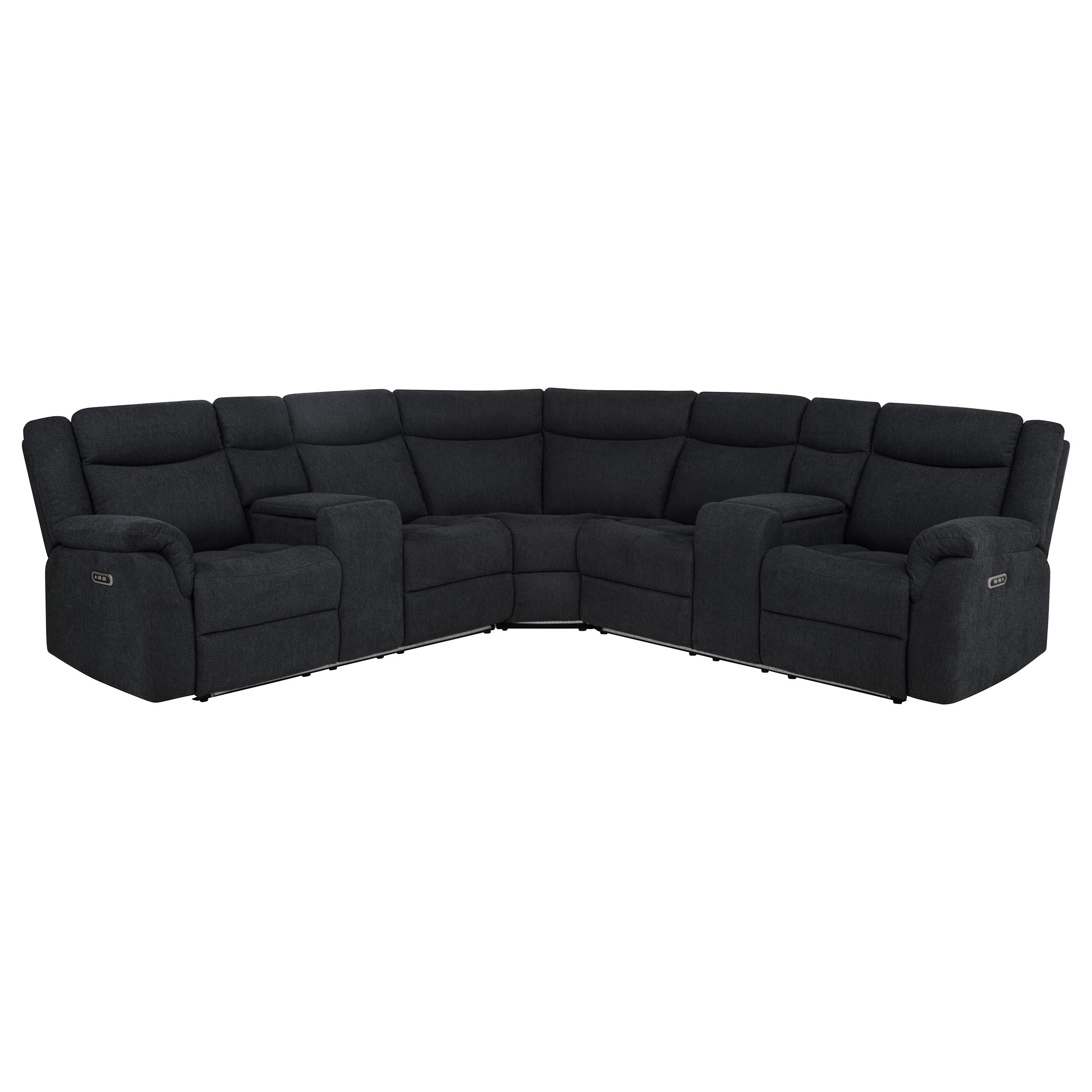 Hagen Upholstered Power Reclining Sectional Sofa Steel Grey