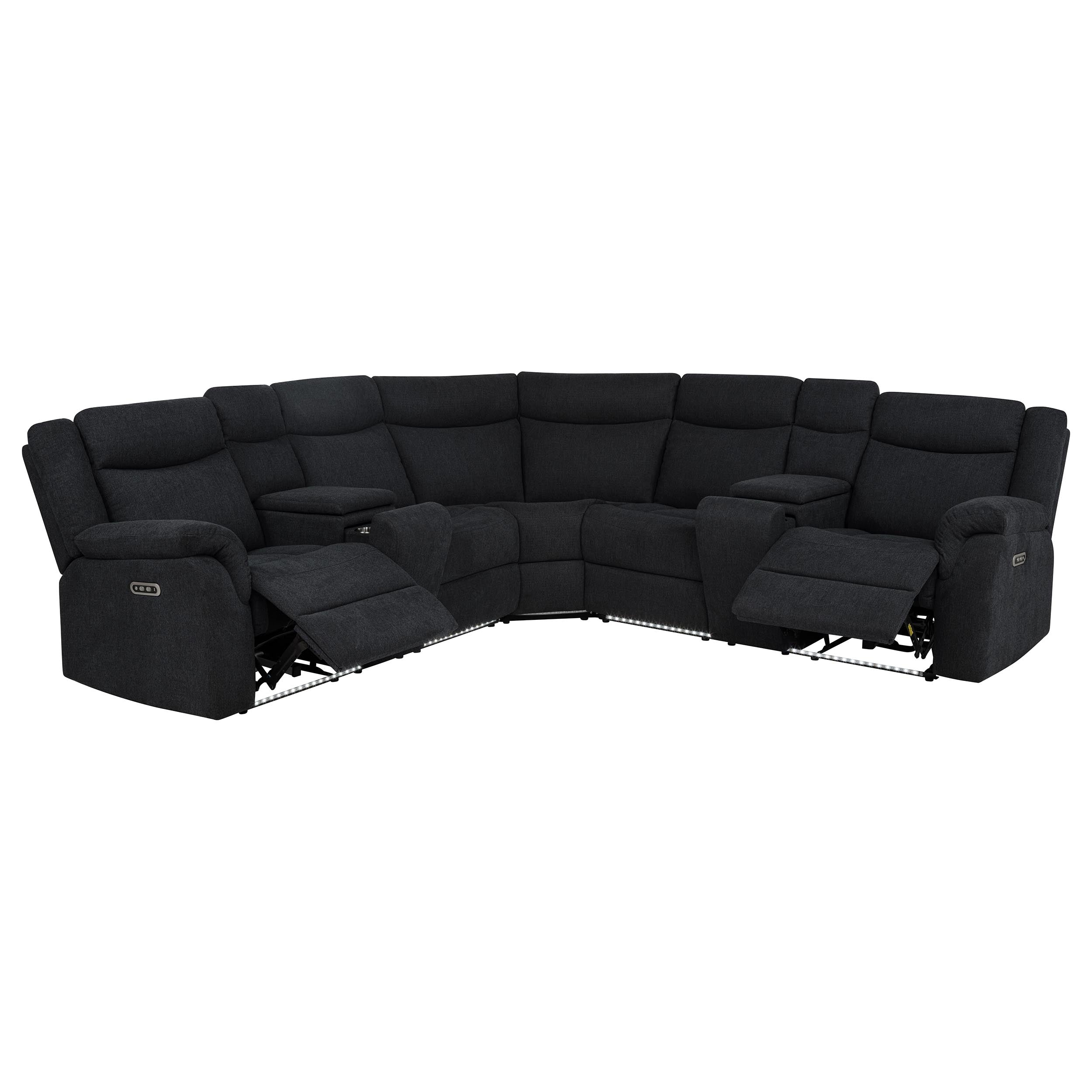 Hagen Upholstered Power Reclining Sectional Sofa Steel Grey