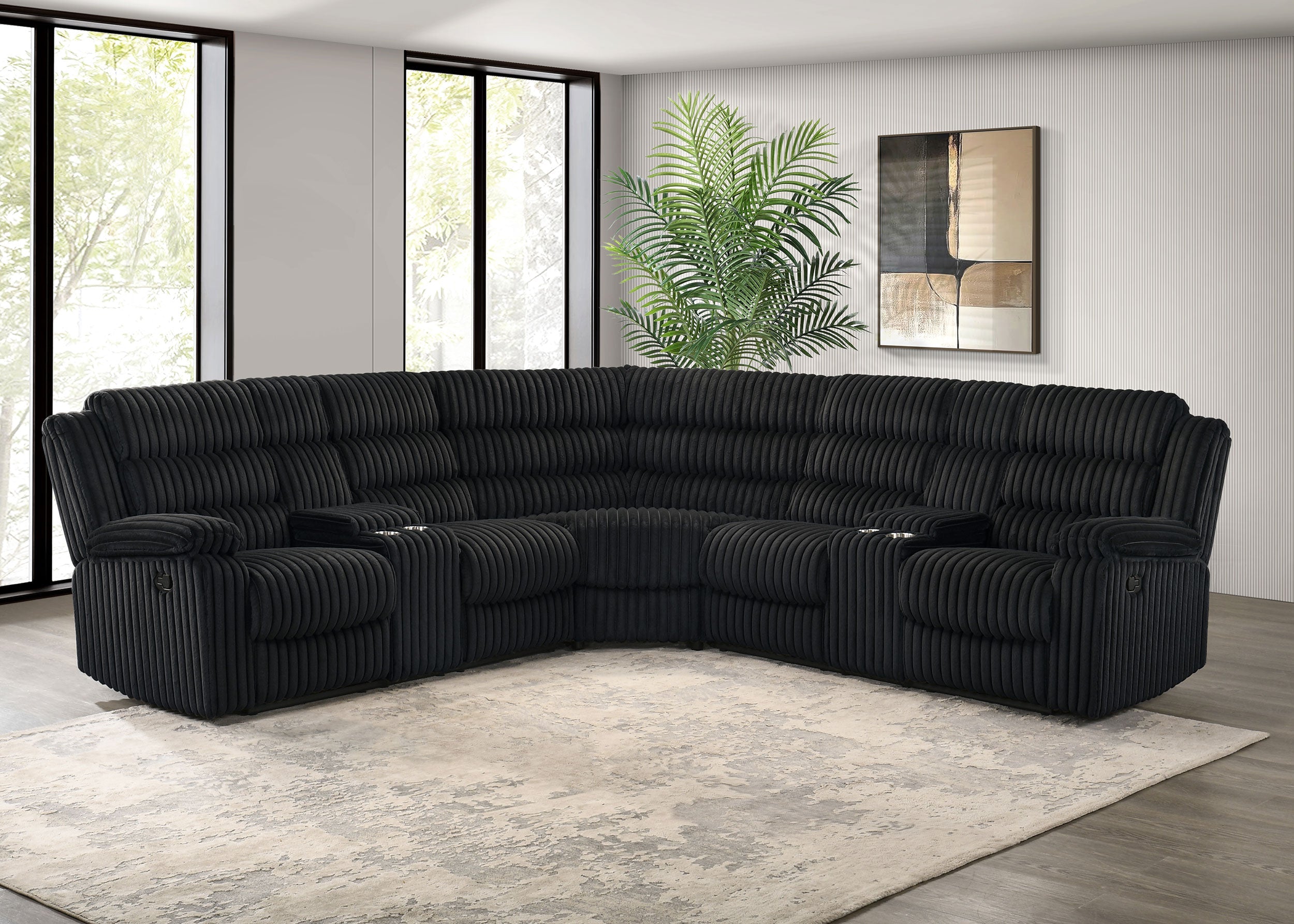 Atkinson Reclining Sectional Sofa - Black