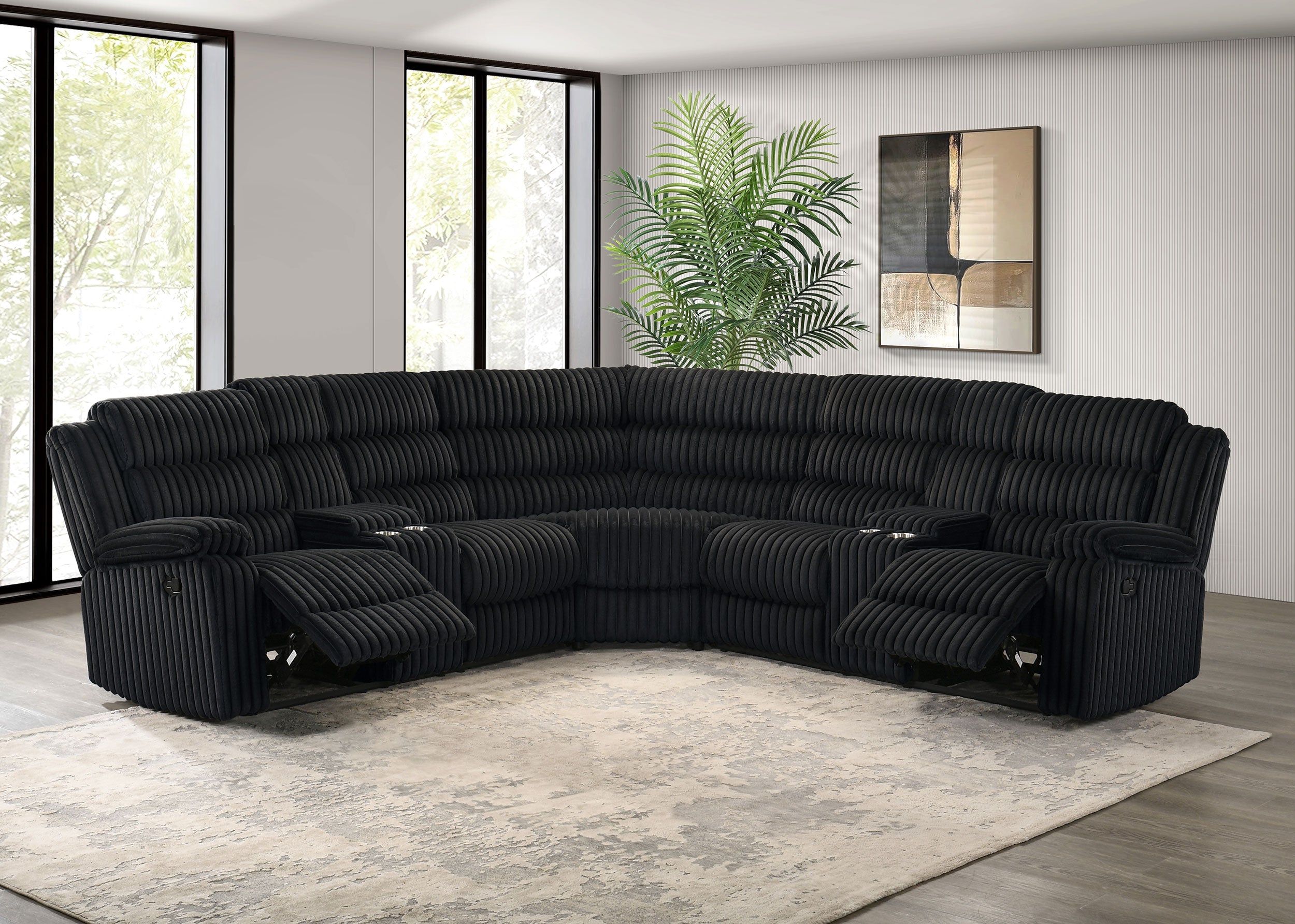 Atkinson Reclining Sectional Sofa Black