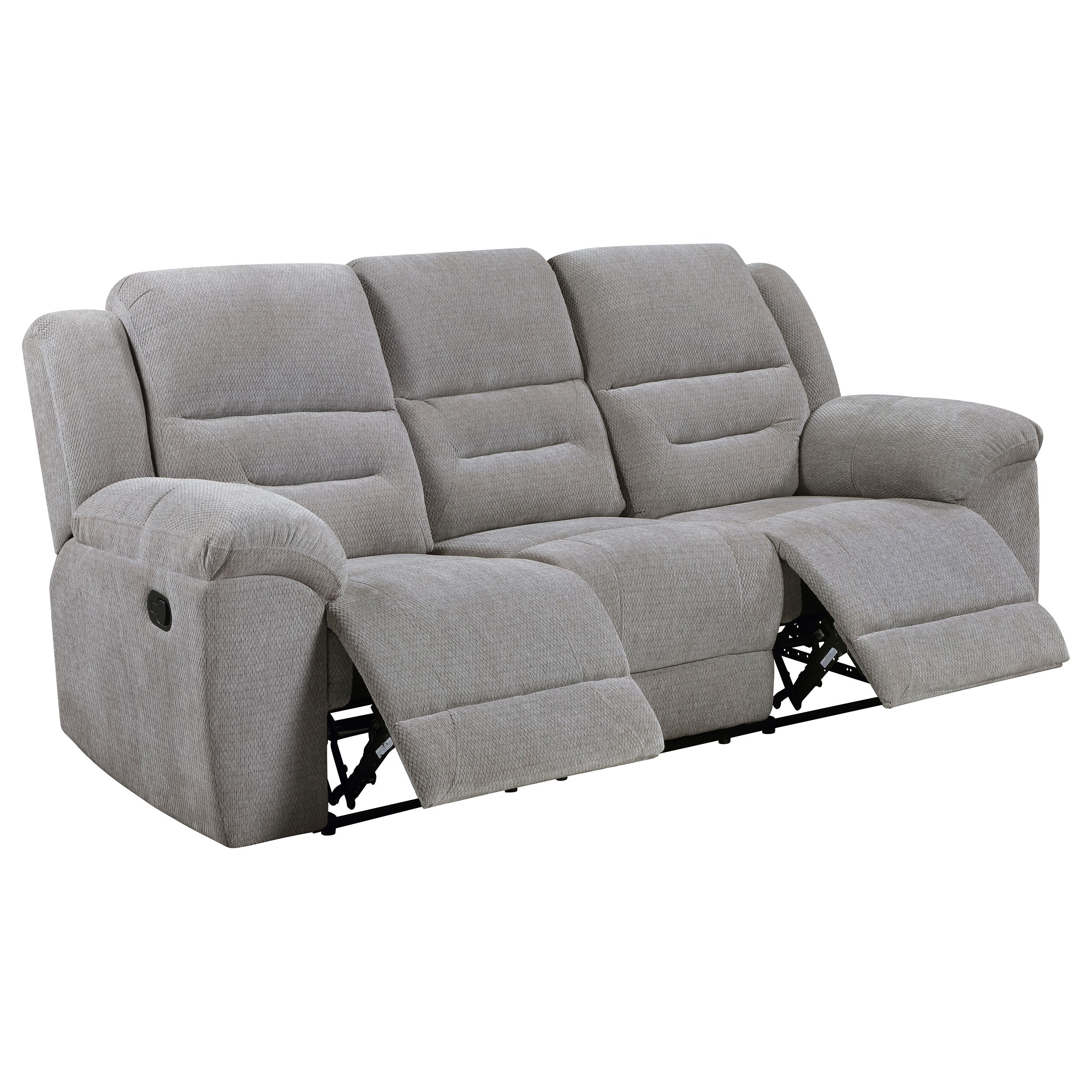 Gilson 3-piece Chenille Upholstered Reclining Sofa Set In Grey