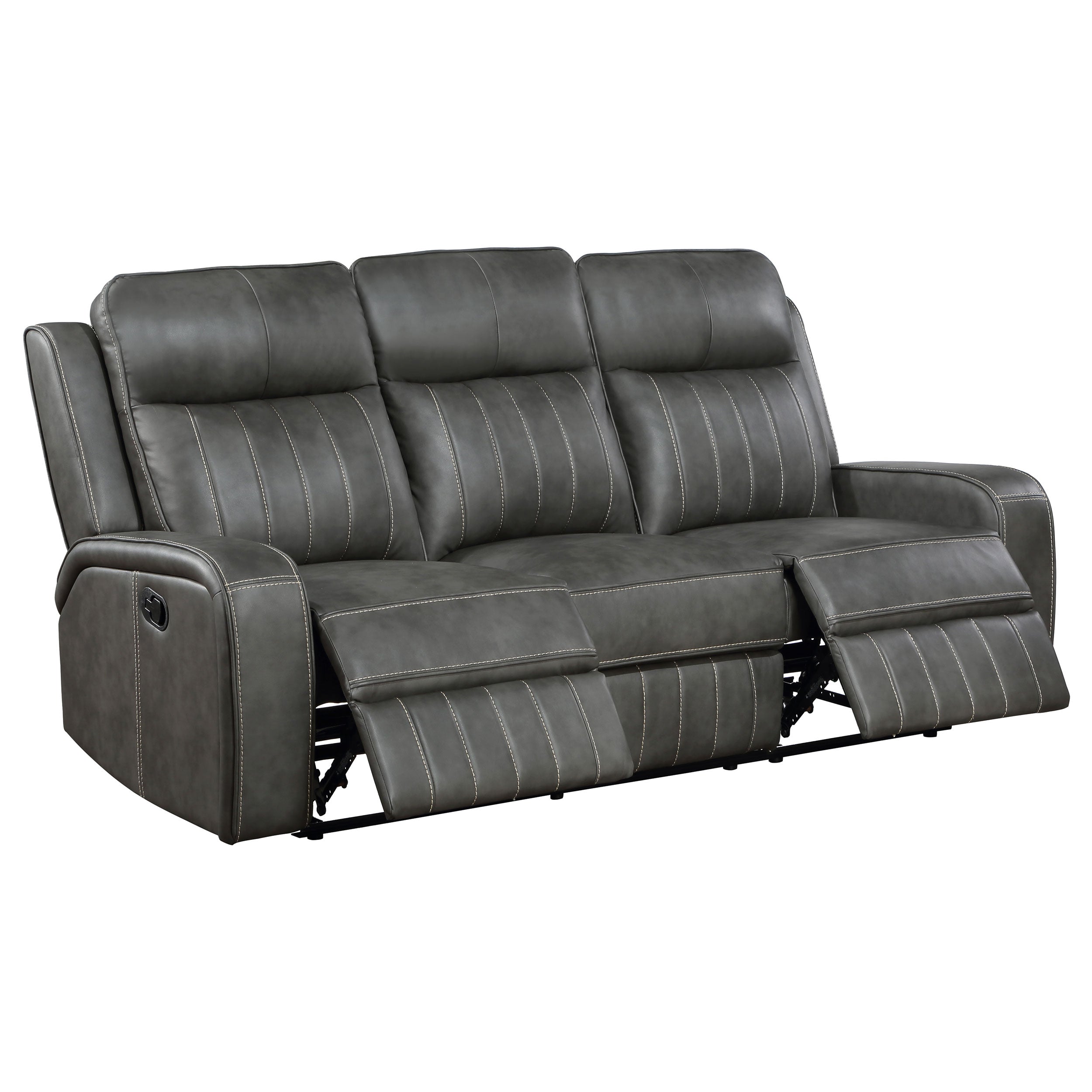 Raelynn 3-piece Upholstered Reclining Sofa Set In Grey