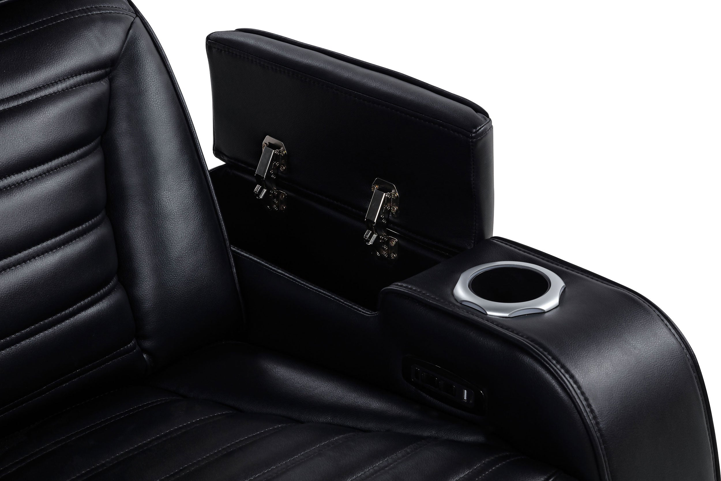Zuma 3-piece Faux Leather Dual Power LED Sofa Set In Black