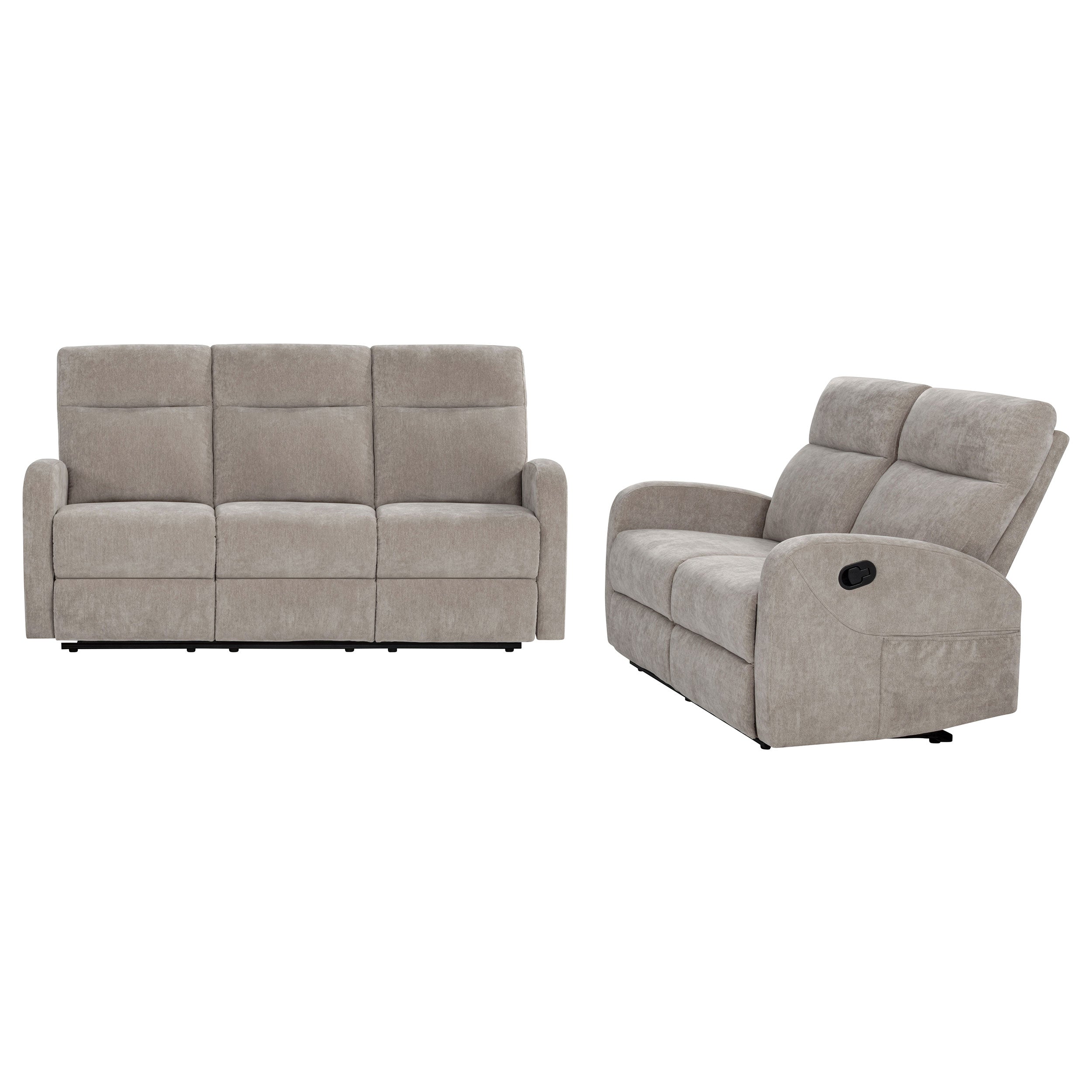 Hamilton 2-piece Chenille Manual Reclining Sofa Set Sand