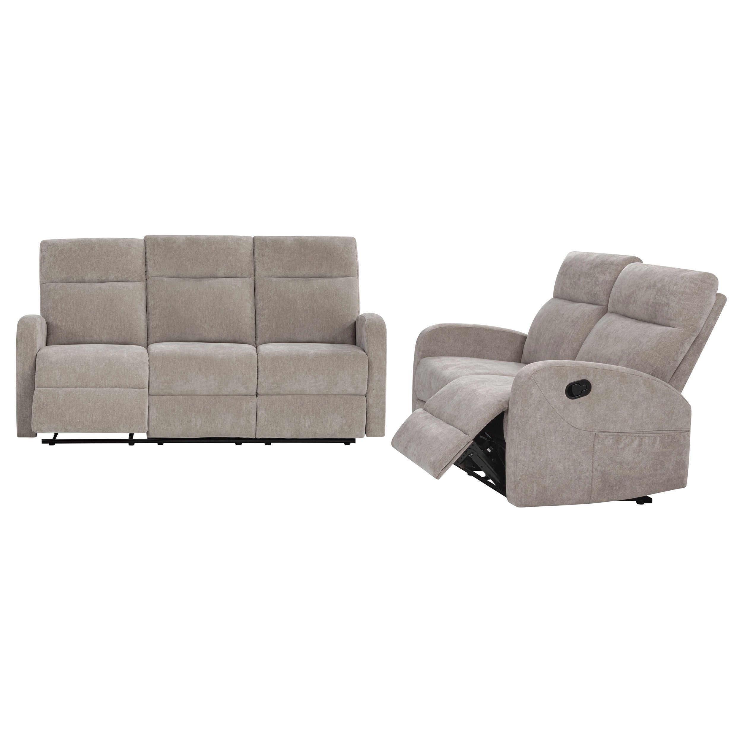 Hamilton 2-piece Chenille Manual Reclining Sofa Set Sand