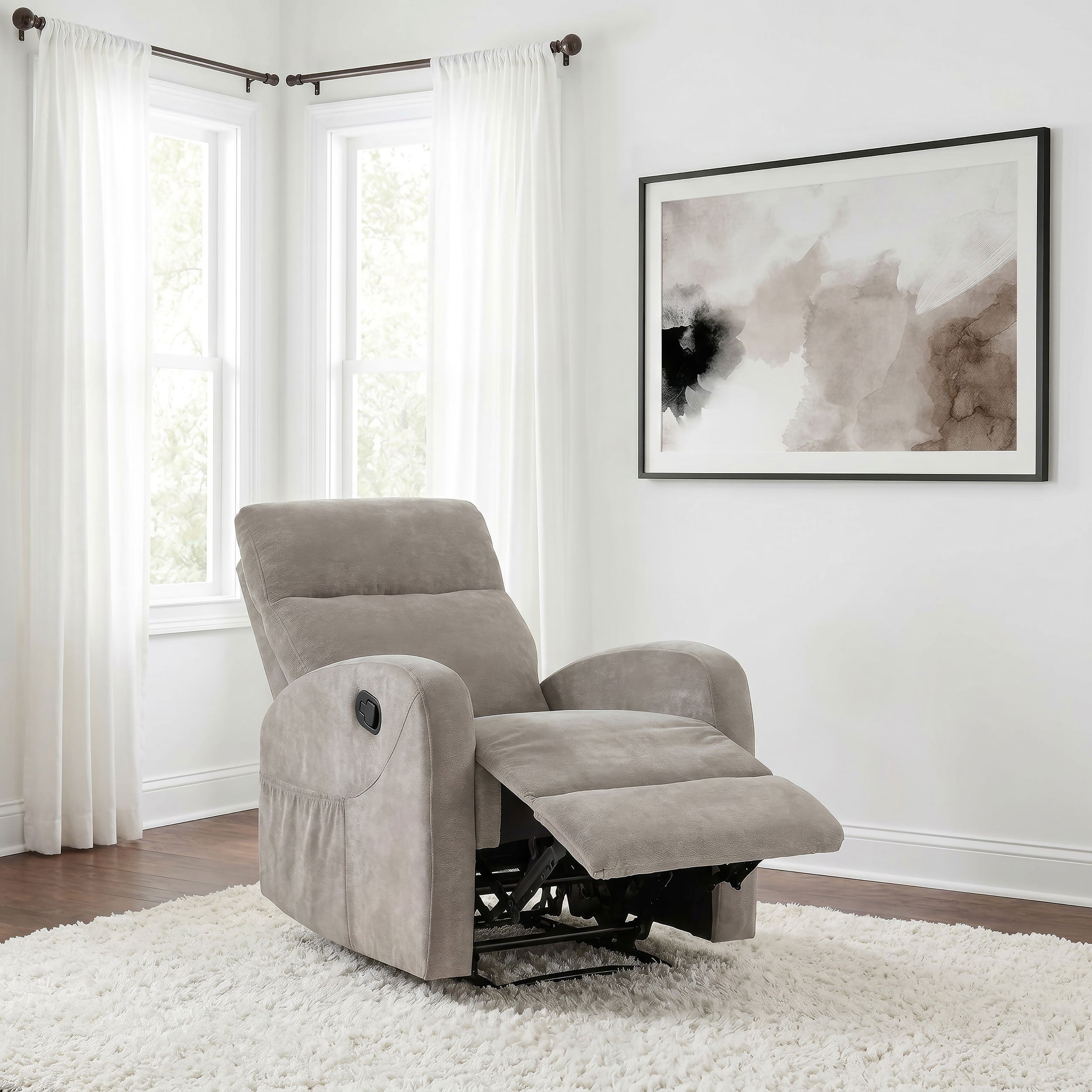 Hamilton Chenille Manual Recliner Sand