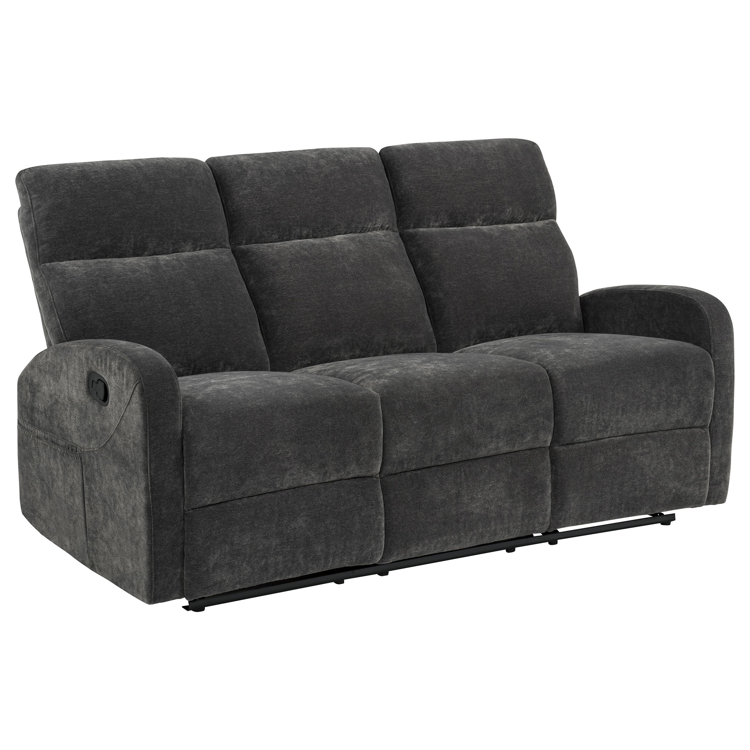 Hamilton 2-piece Chenille Manual Reclining Sofa Set Charcoal Grey