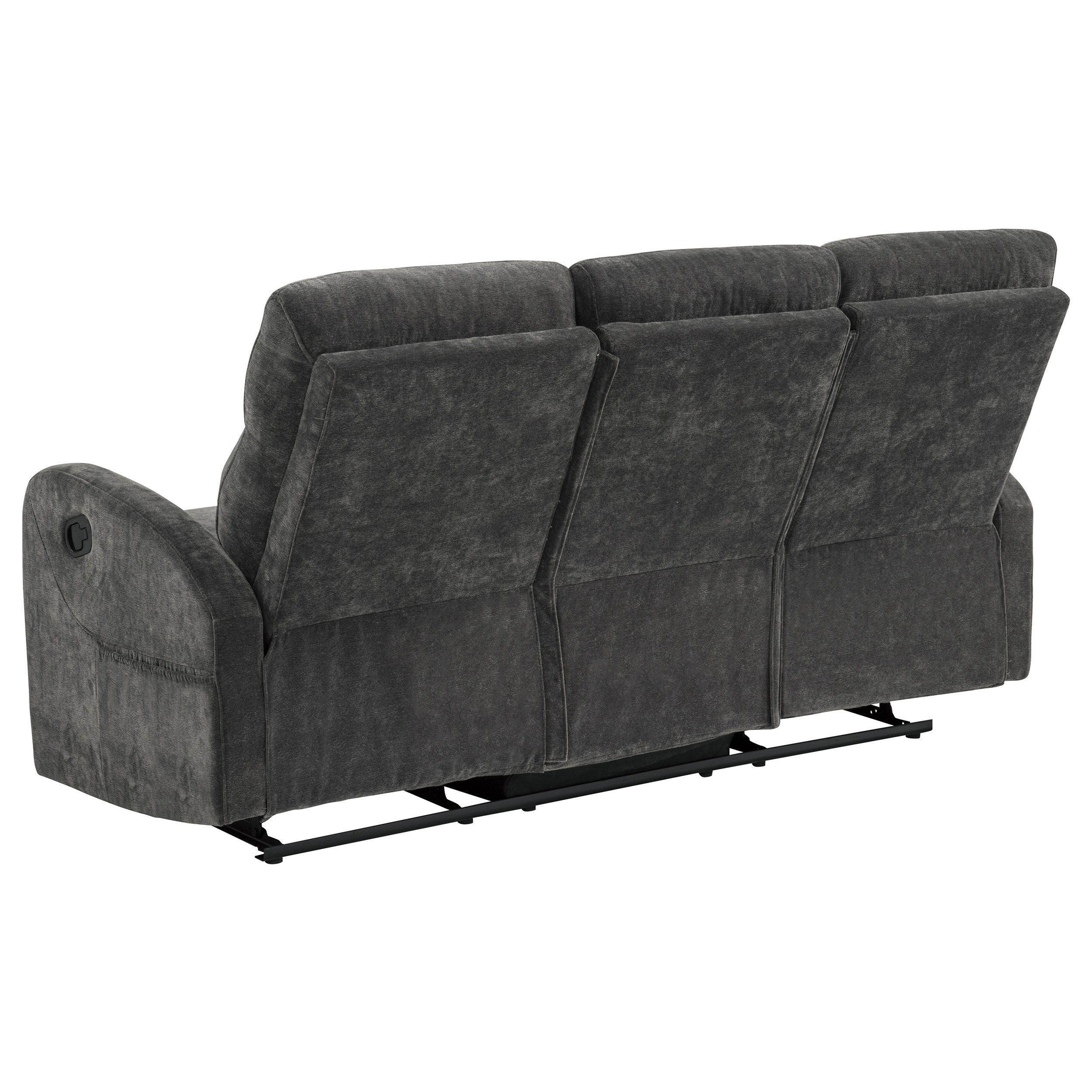 Hamilton 3-piece Chenille Manual Reclining Sofa Set Charcoal Grey