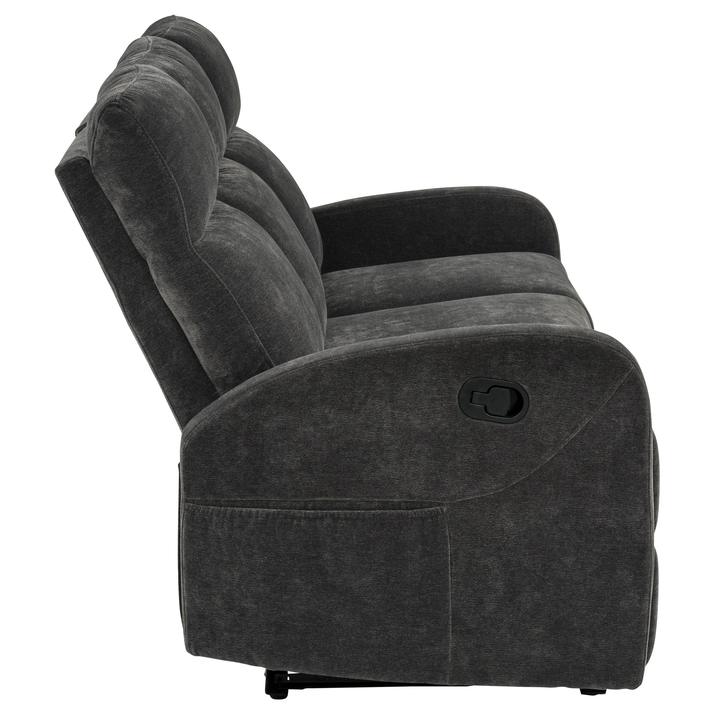 Hamilton Chenille Manual Reclining Sofa Charcoal Grey
