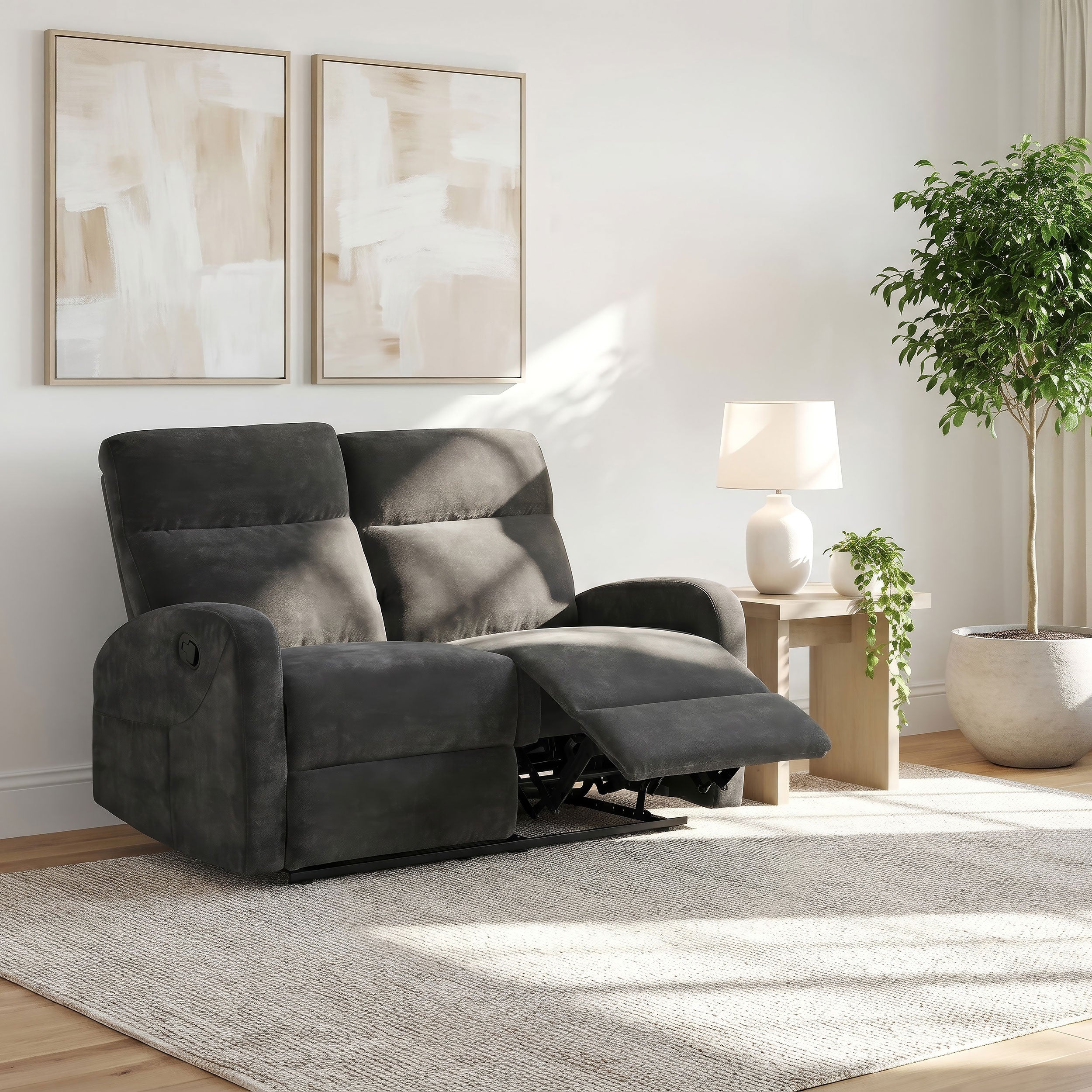 Hamilton Chenille Manual Reclining Loveseat Charcoal Grey