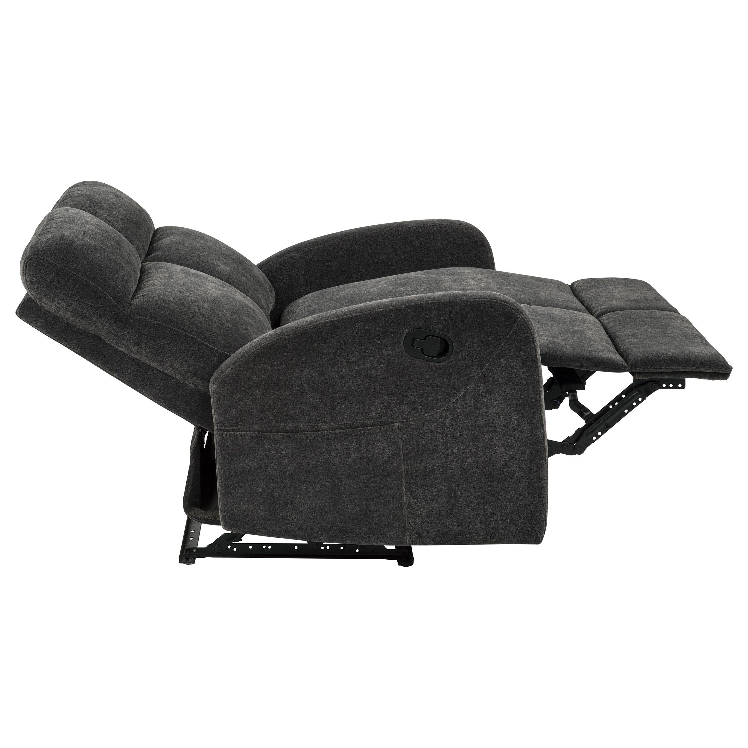 Hamilton Chenille Manual Reclining Loveseat Charcoal Grey