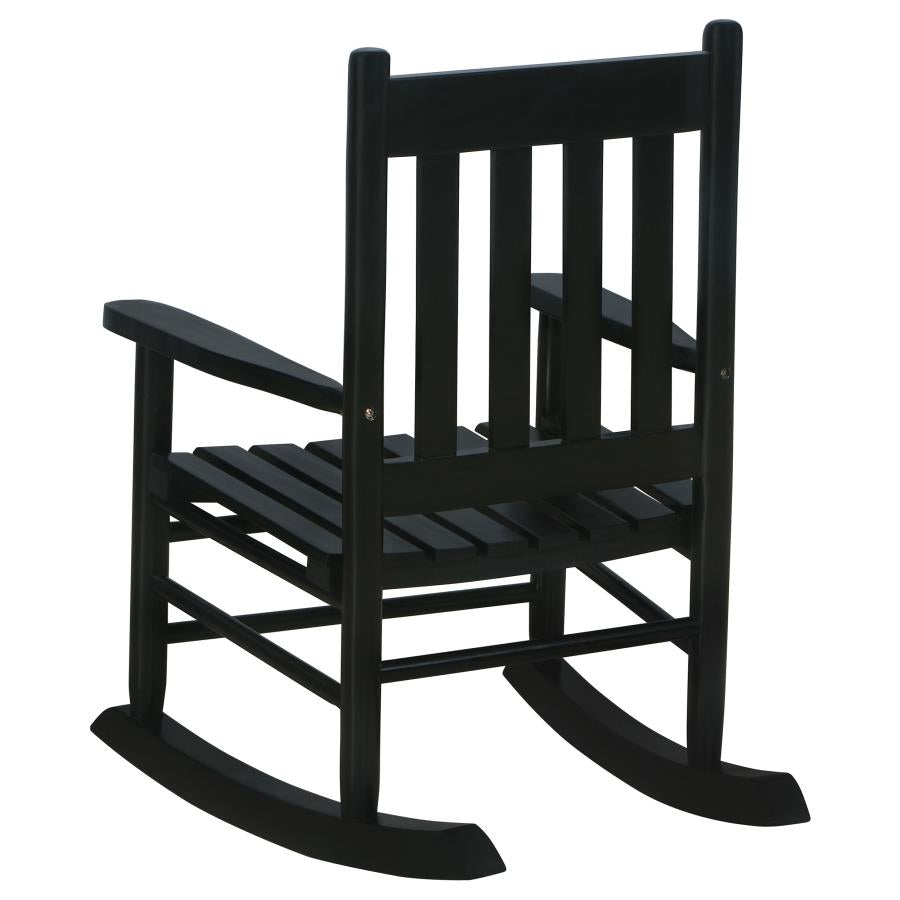 Annie Farmhouse Slat Back Youth Rocking Chair in Black