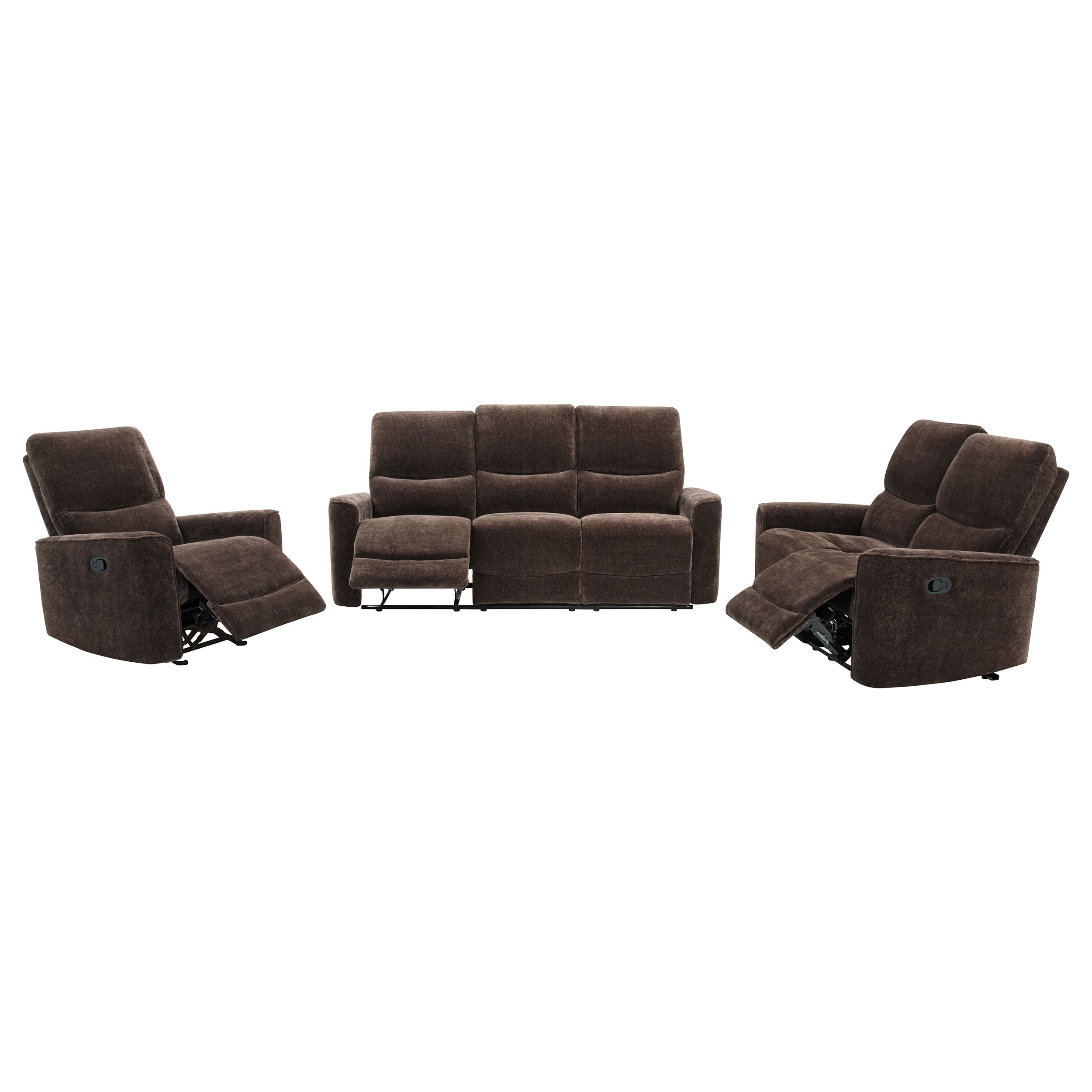 Navarro Reclining Sofa Set - 3 Piece - Dark Brown