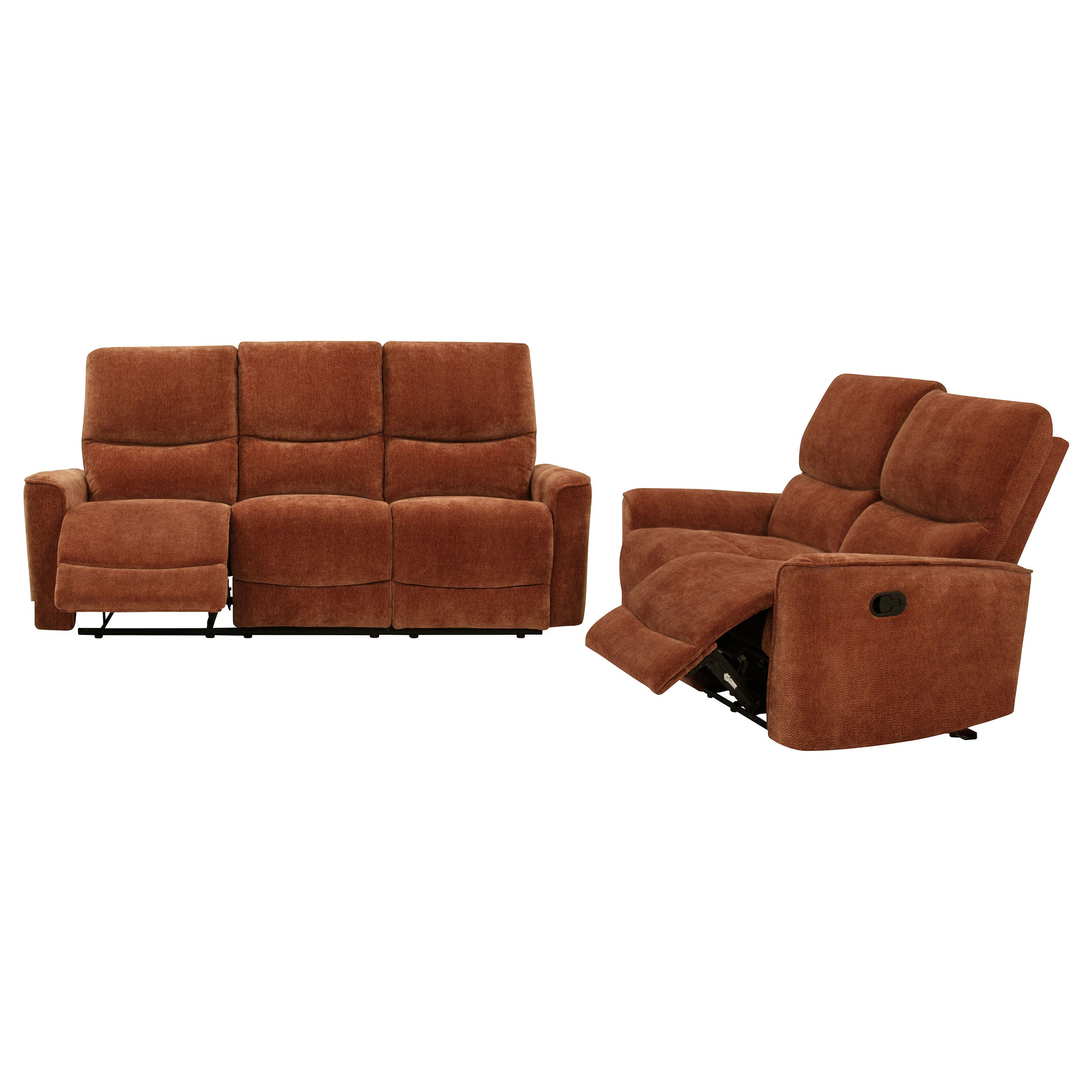Navarro 2-piece Upholstered Reclining Sofa Set Burnt Orange