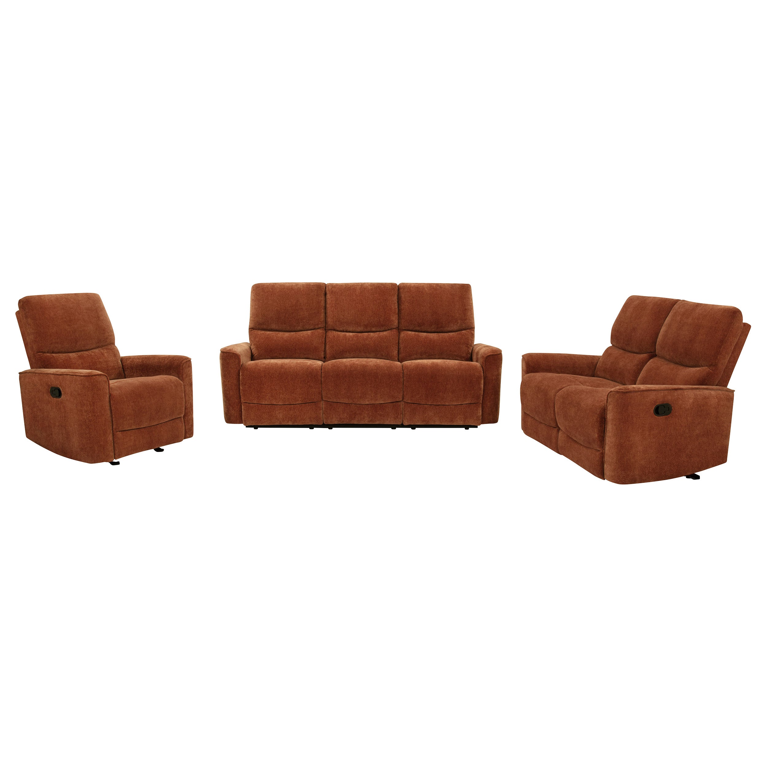 Navarro 3-piece Upholstered Reclining Sofa Set Burnt Orange