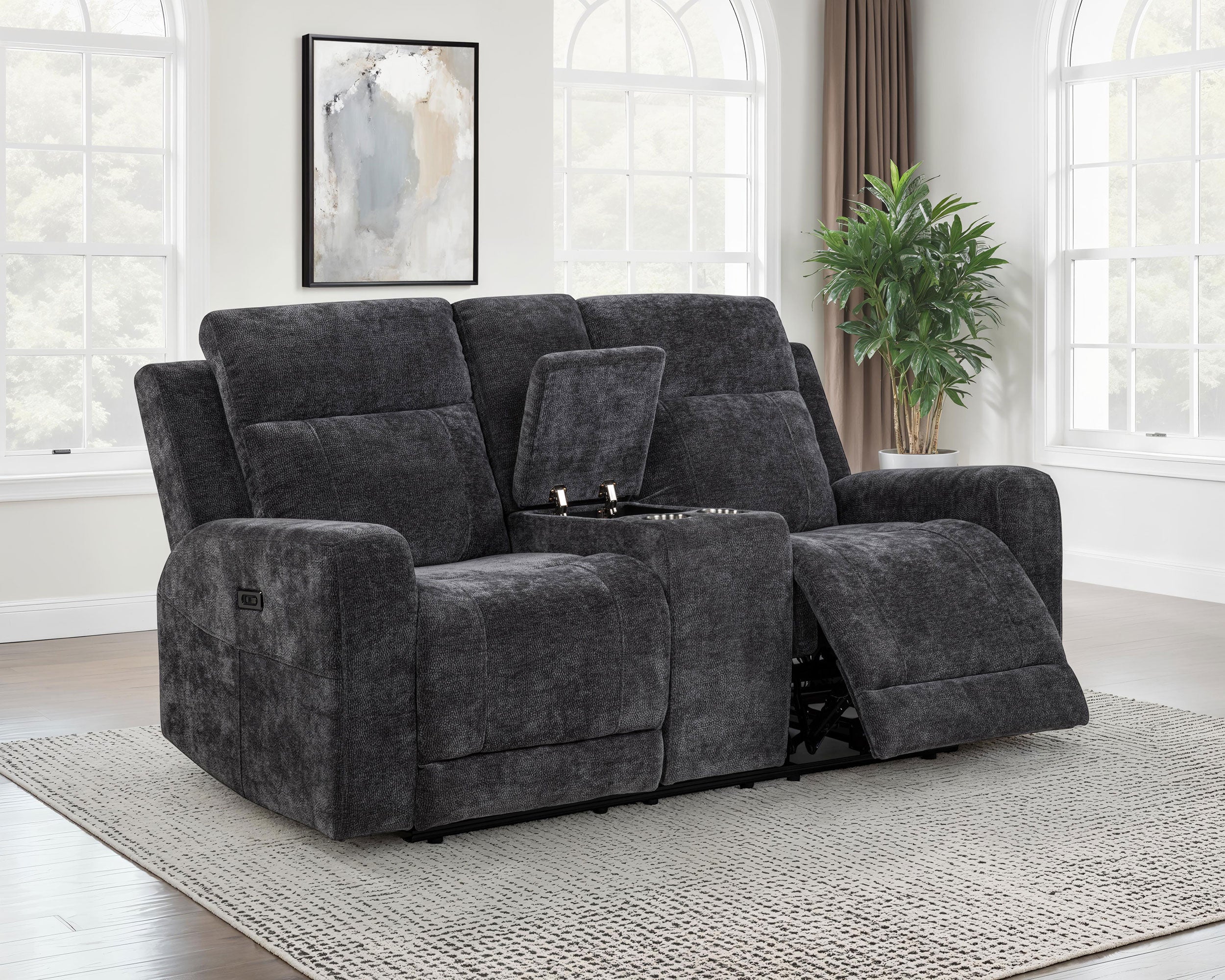 Kennett Power Reclining Loveseat Dark Grey