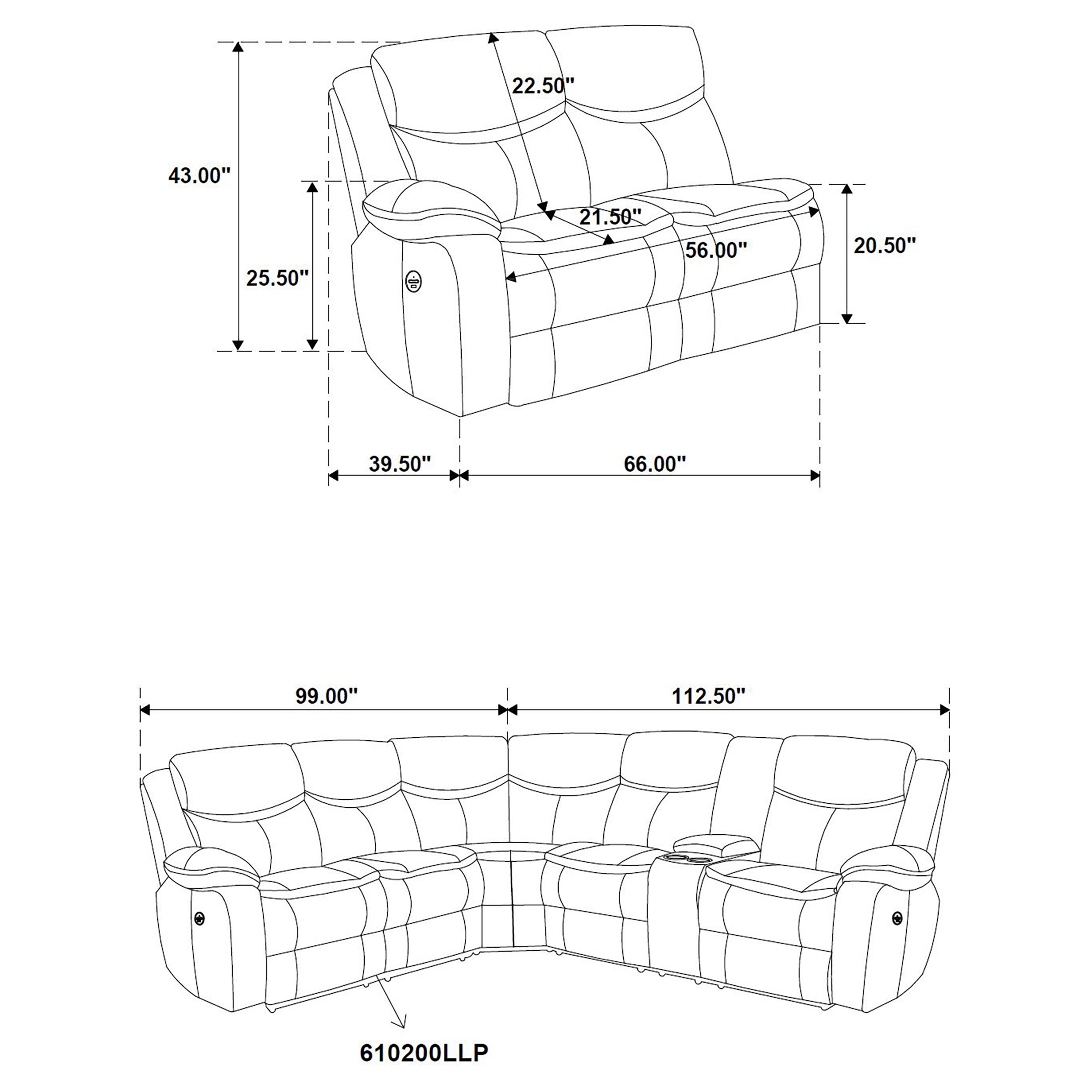 Sycamore Power Reclining Sectional Sofa - Dark Grey