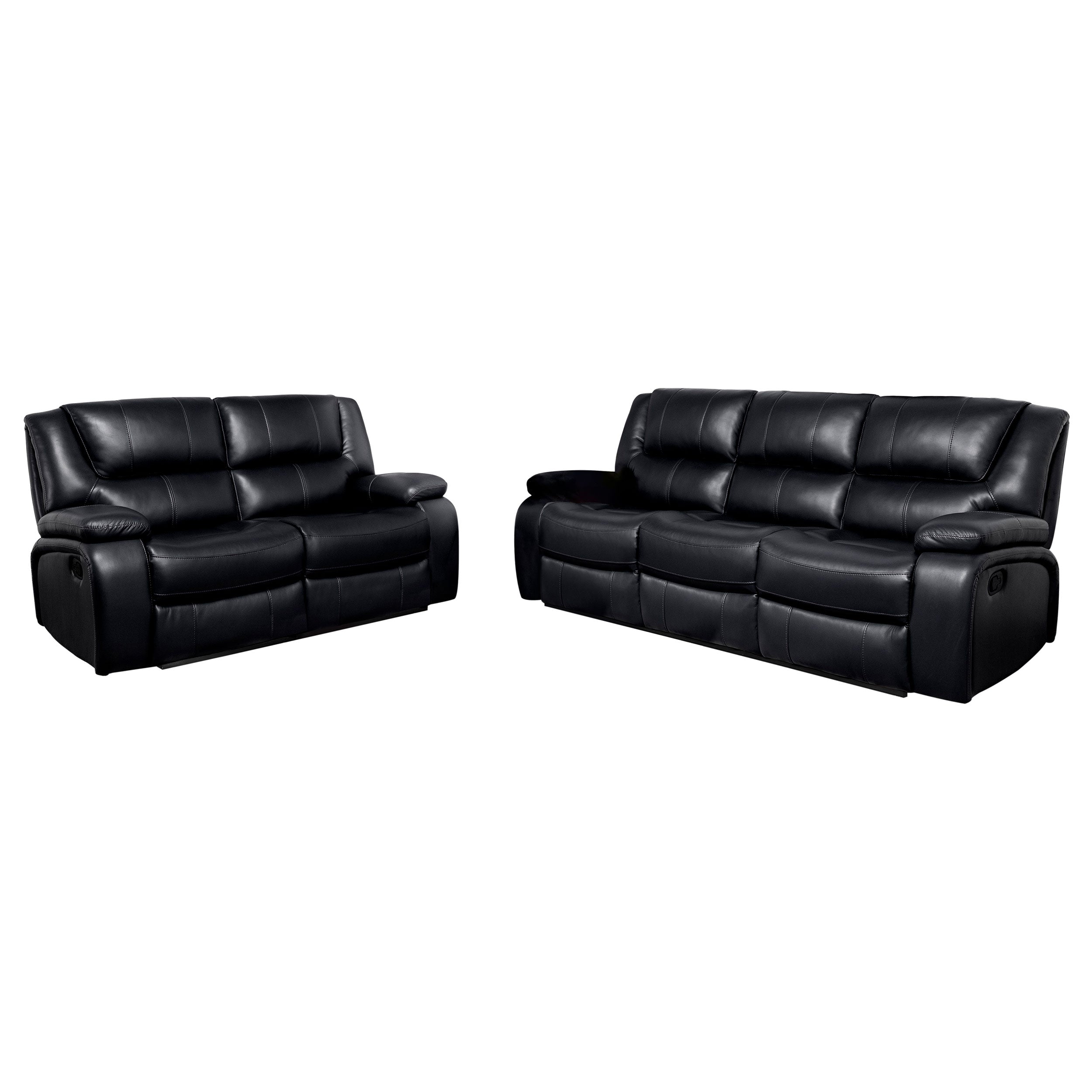 Camila Reclining Sofa Set - 2 Piece - Black