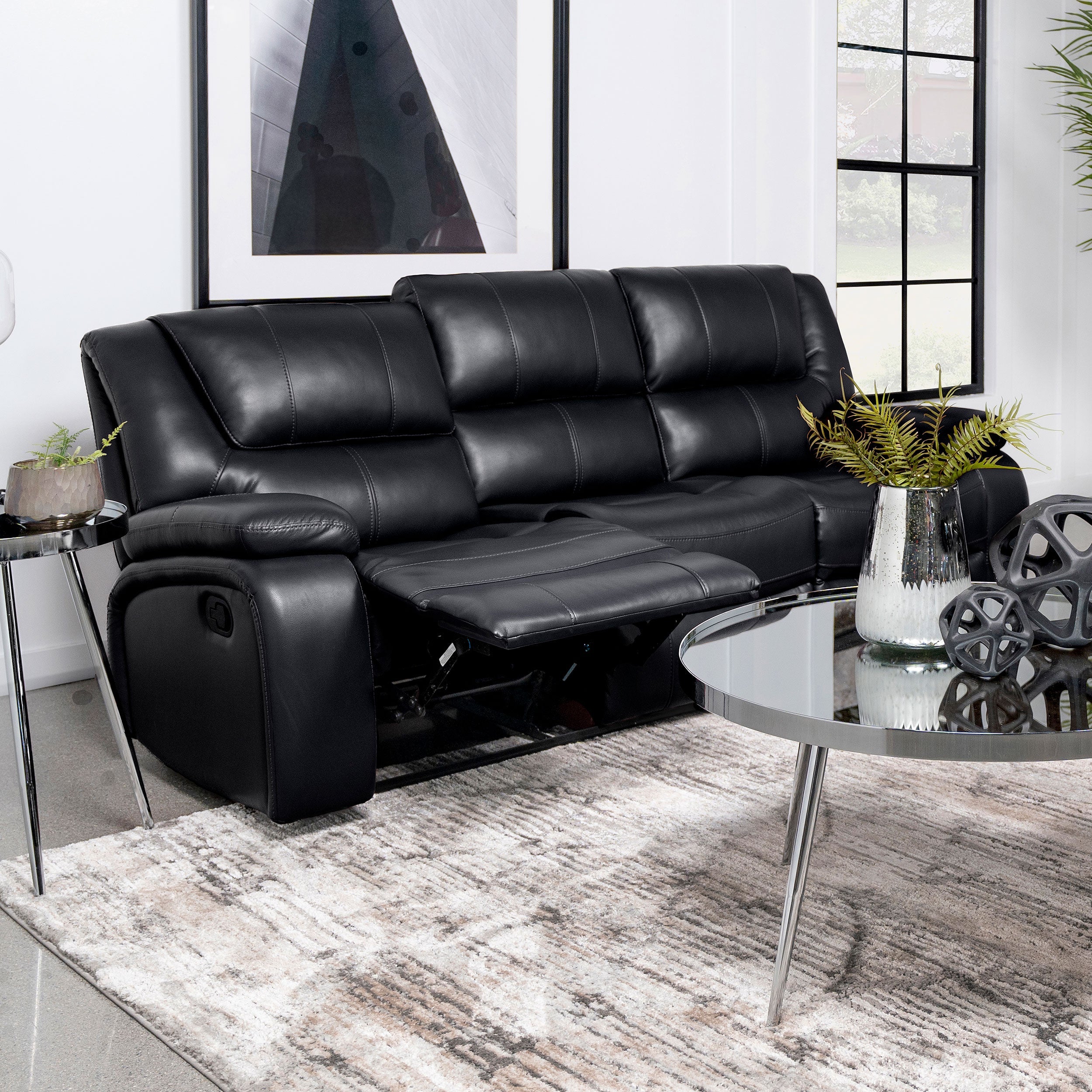 Camila Reclining Sofa Black
