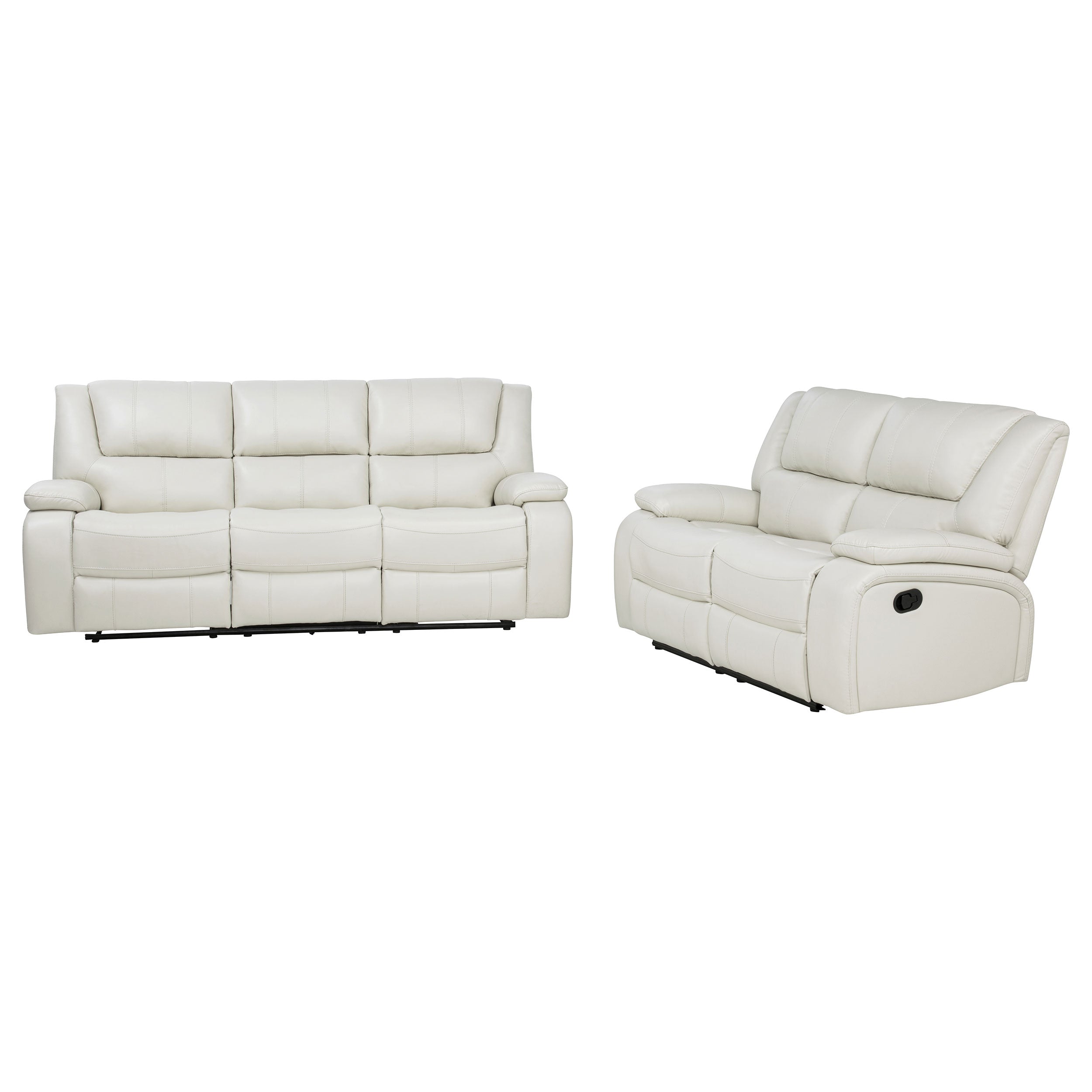 Camila 2-piece Upholstered Reclining Sofa Set White