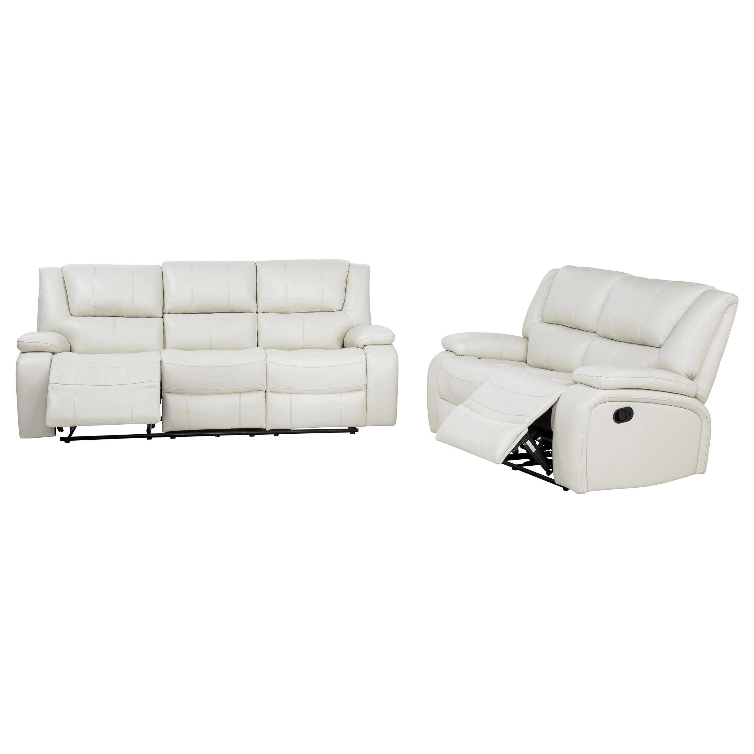 Camila 2-piece Upholstered Reclining Sofa Set White