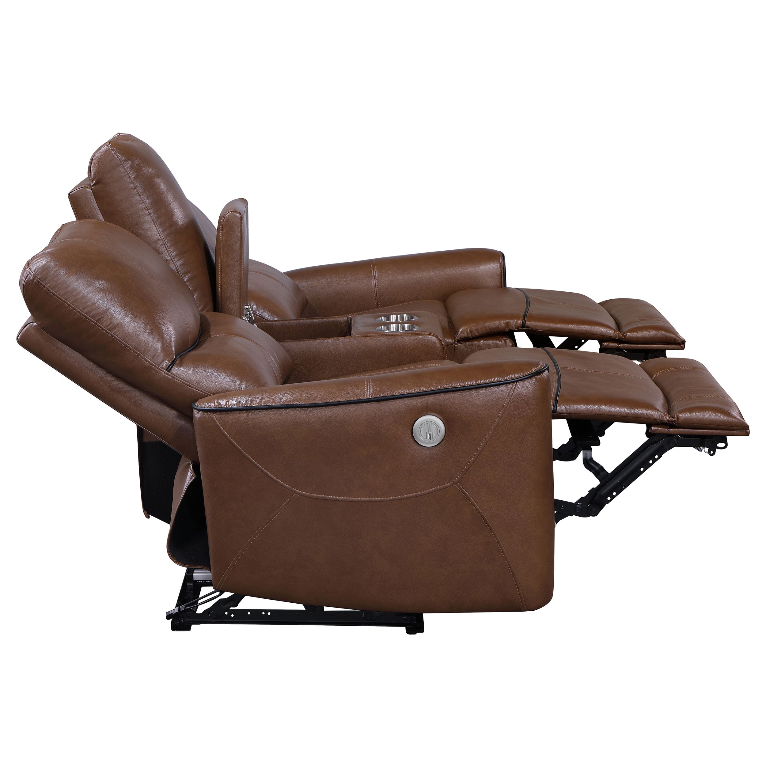 Greenfield Power Reclining Sofa Set - 2 Piece - Saddle Brown