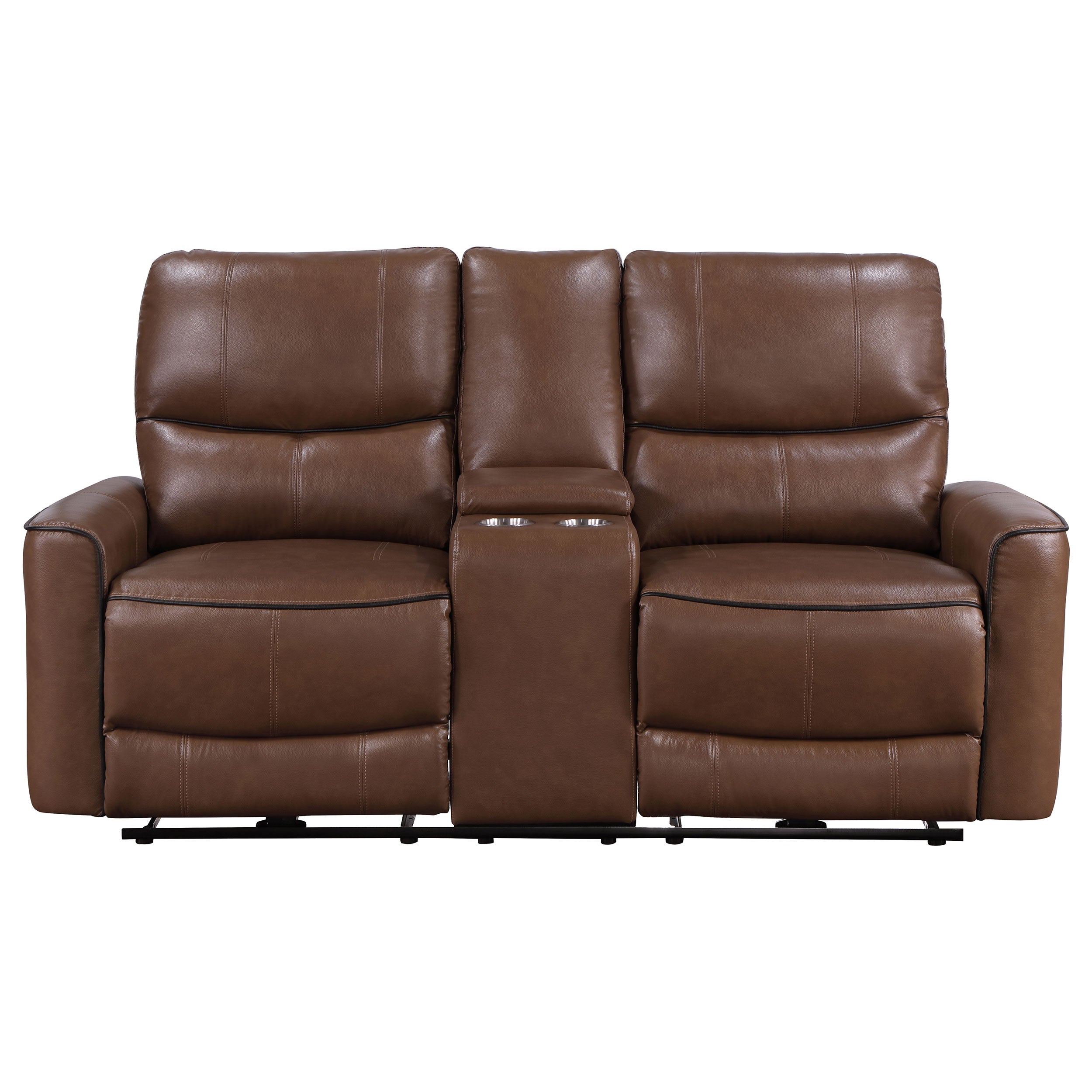 Greenfield Power Reclining Loveseat - Saddle Brown