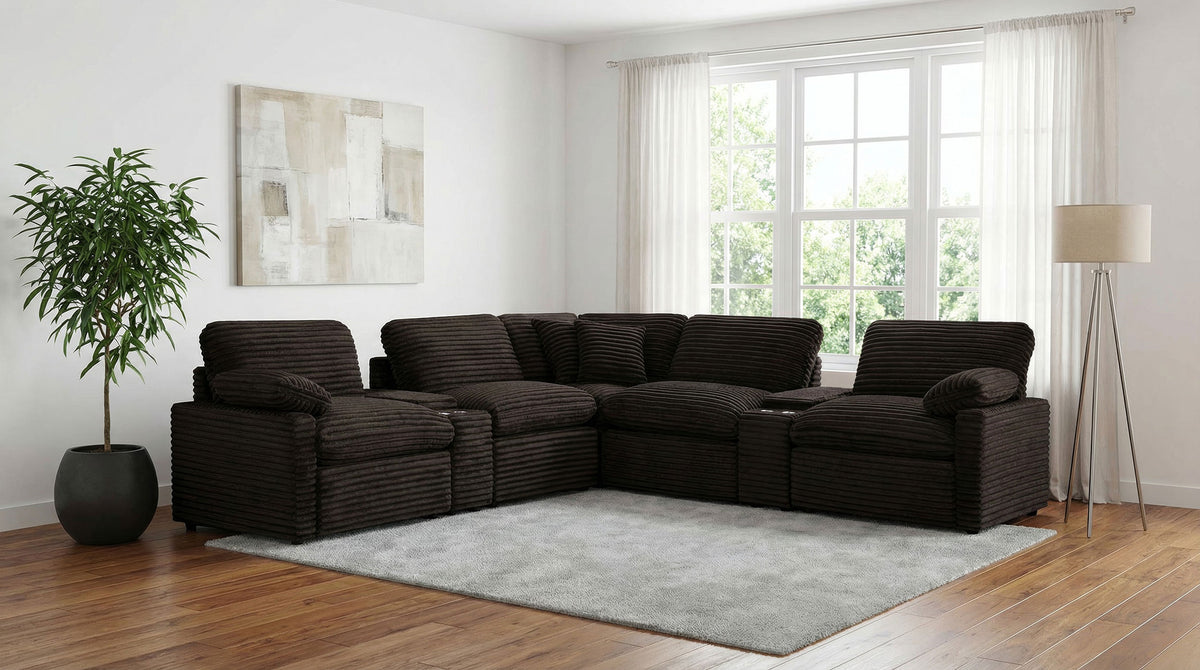 Collins Upholstered Modular Storage Console Chocolate Brown