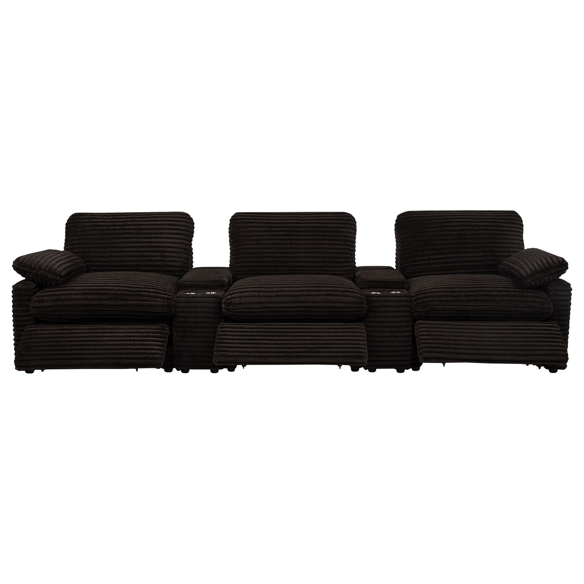 Collins 5-Piece Power Reclining Home Theater Seating Chocolate Brown