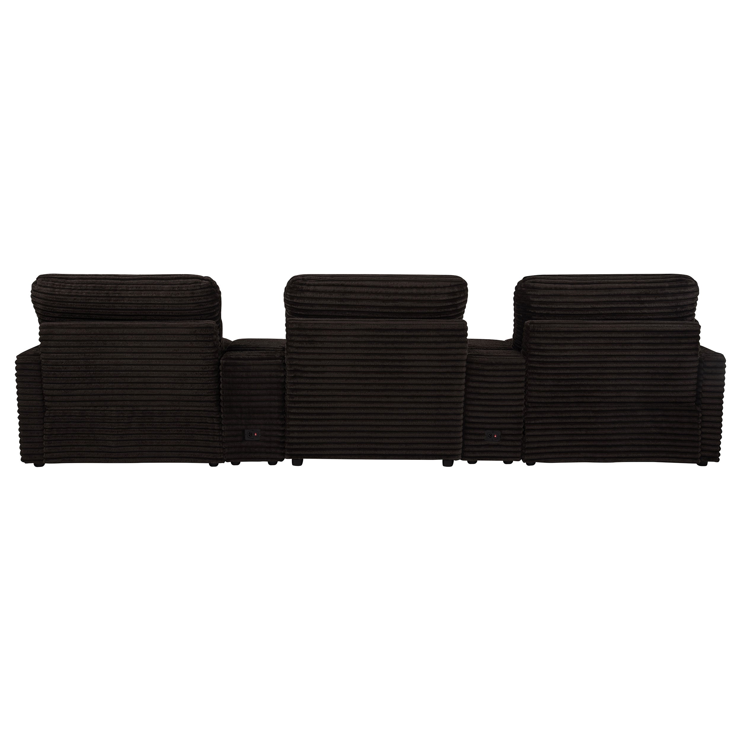 Collins 5-Piece Power Reclining Home Theater Seating Chocolate Brown