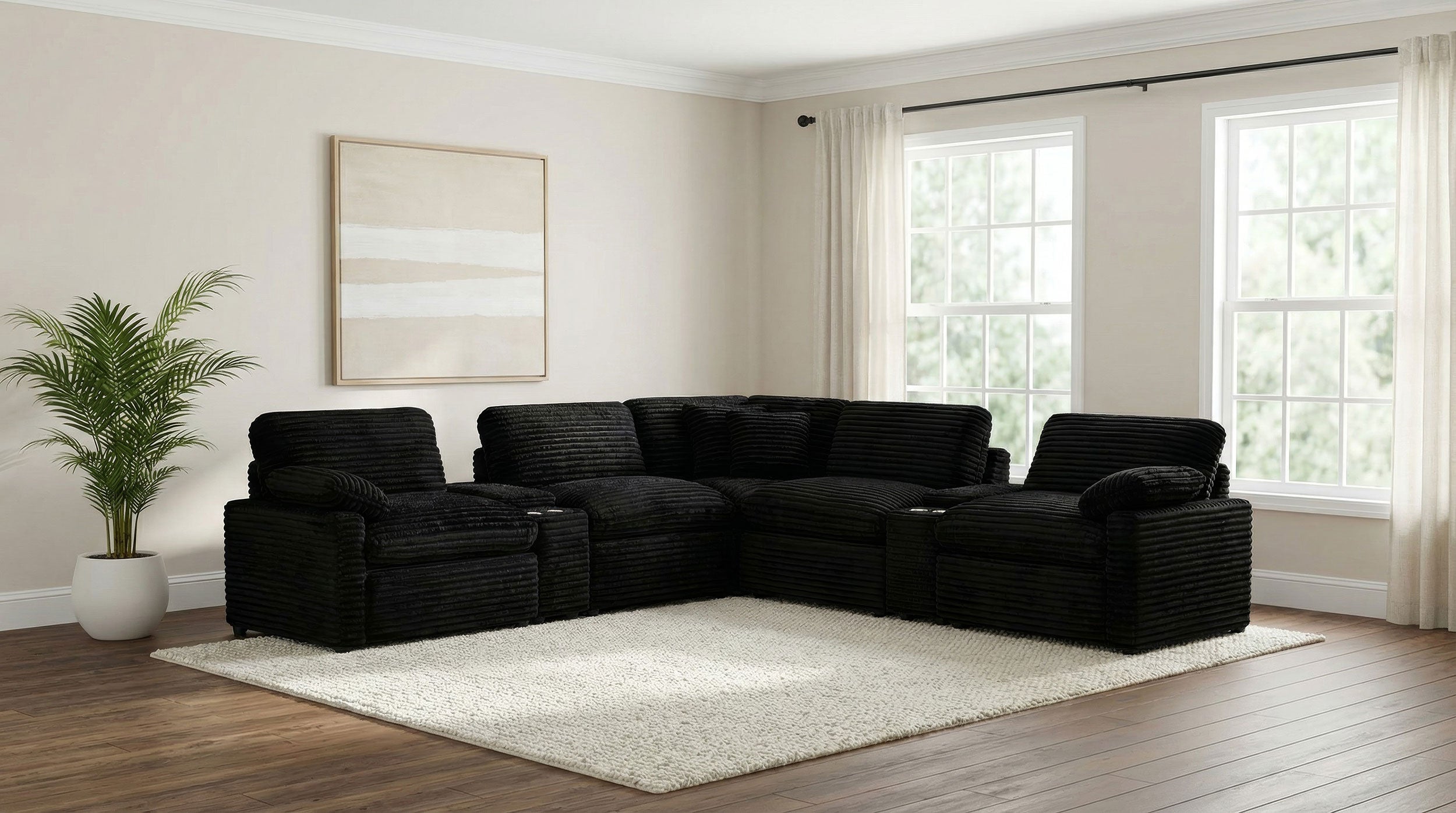 Collins Modular Power Armless Recliner Black