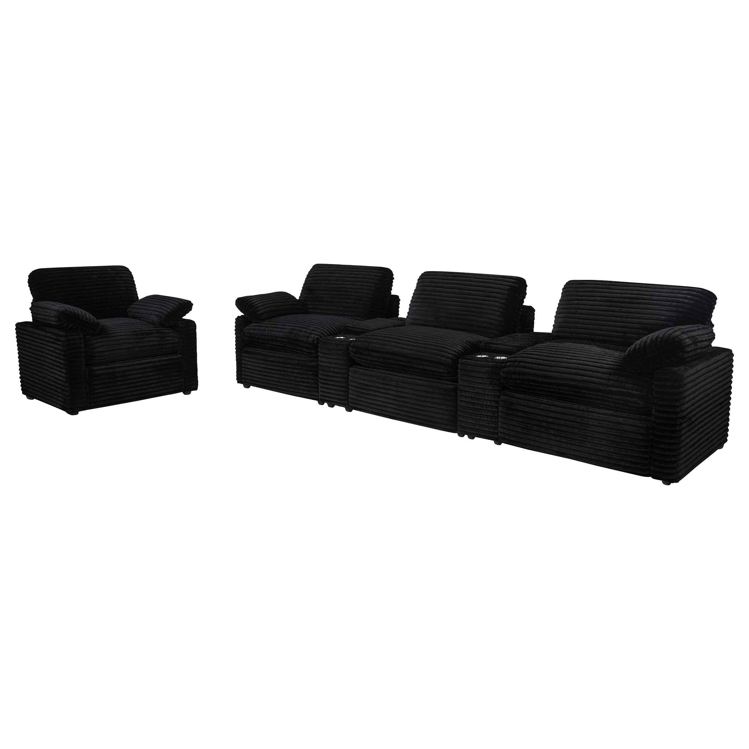 Collins Upholstered Power Recliner Chair Black