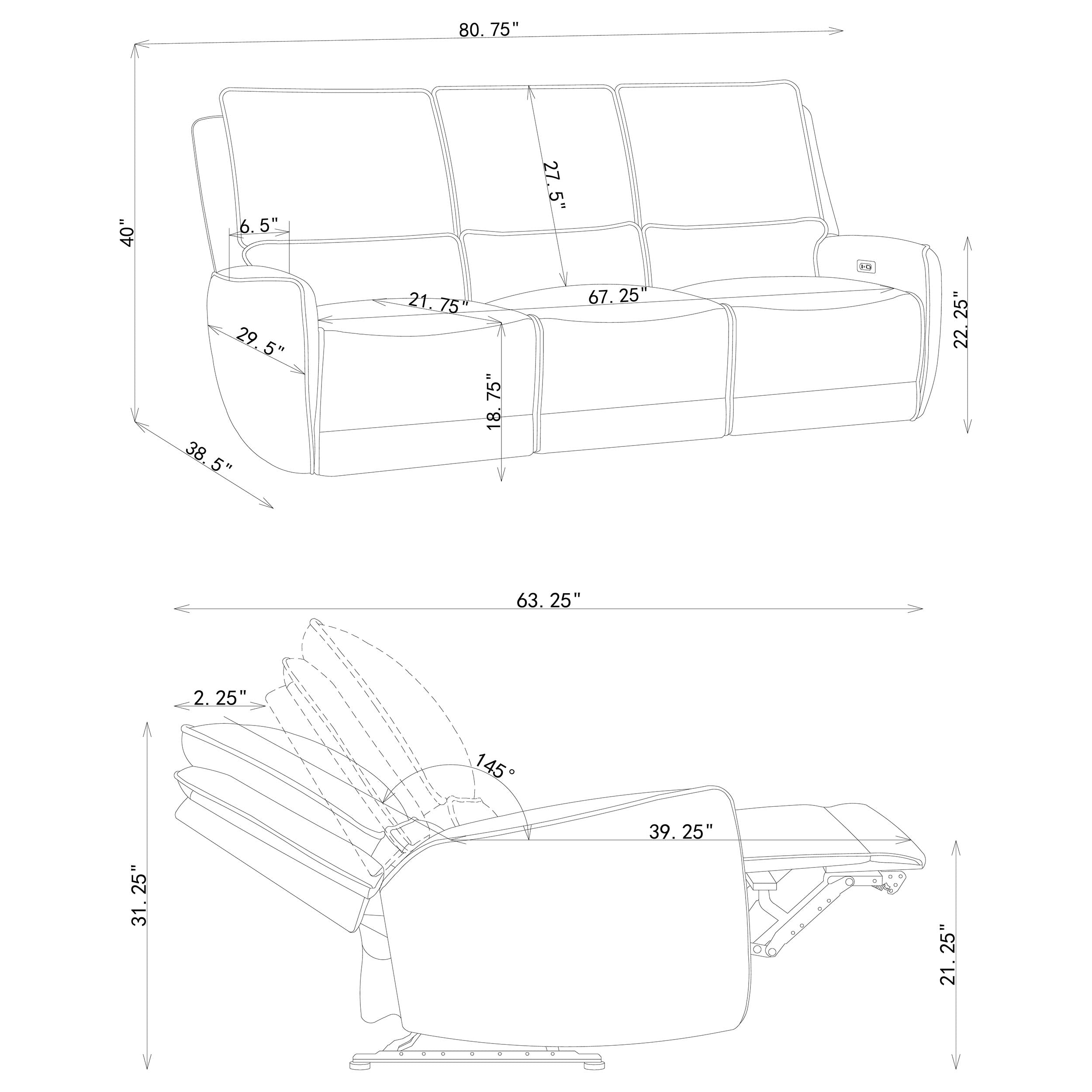 Sylmar Power Reclining Sofa Set - 3 Piece