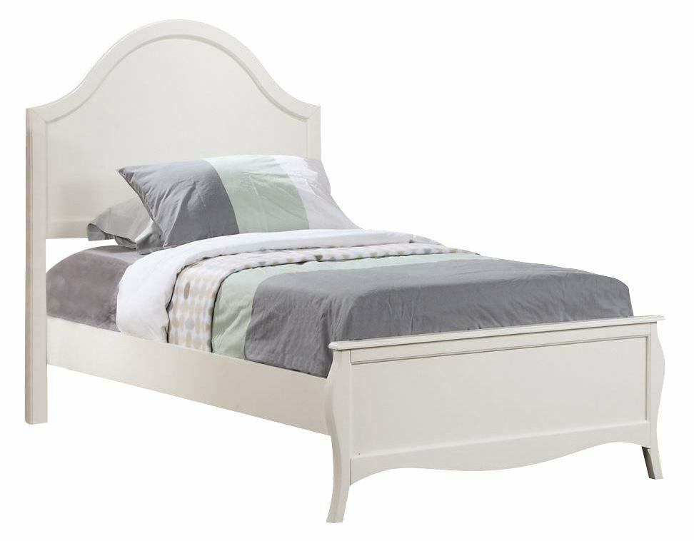 French Country Low Profile Dominique Twin Panel Bed White