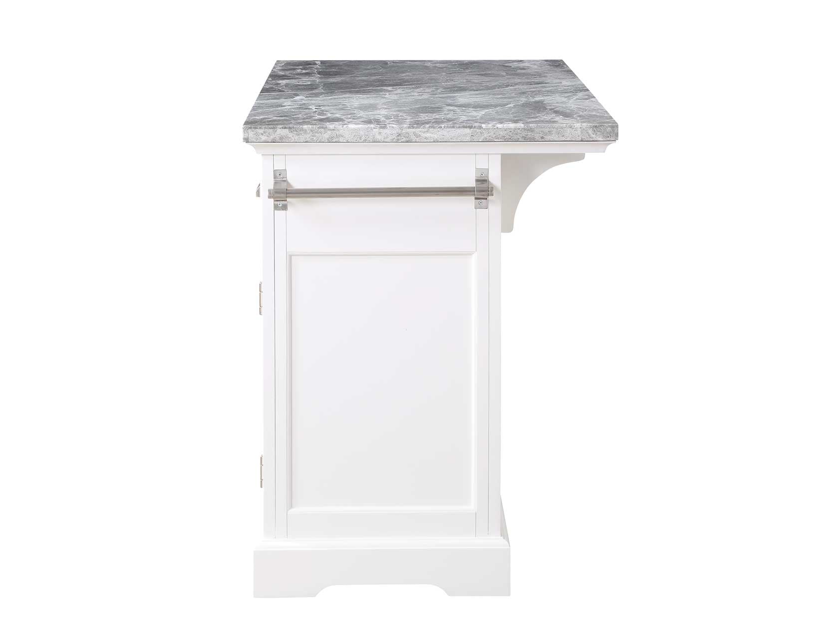 Zermatt White Kitchen Island With Gray Top