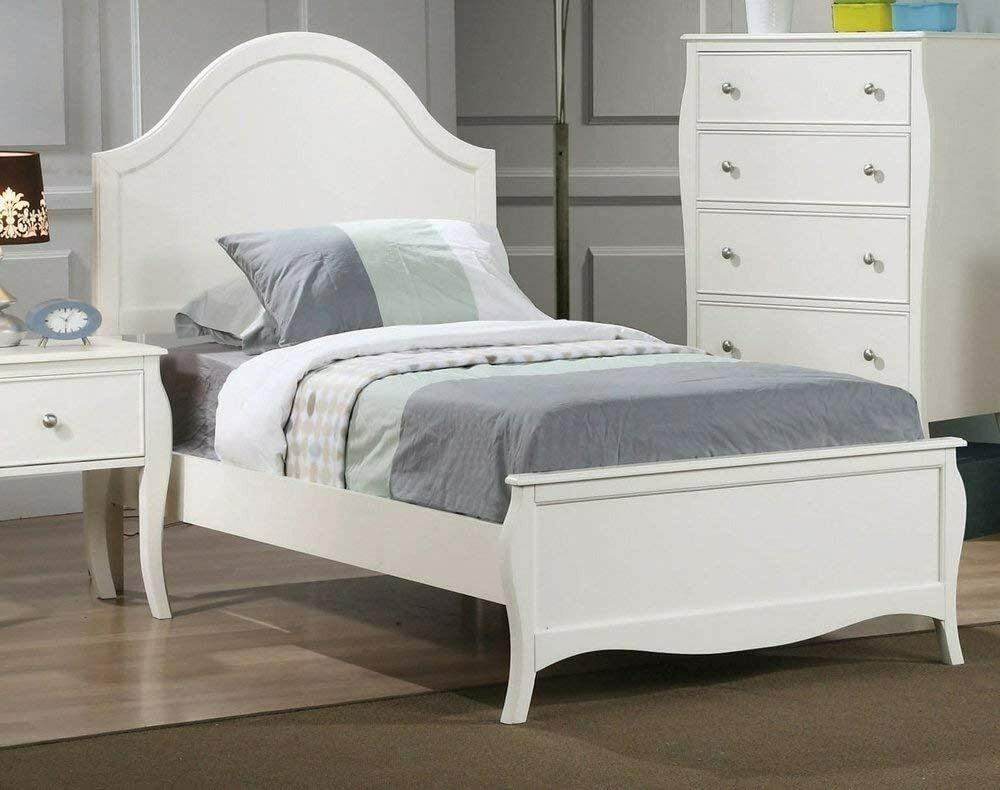French Country Low Profile Dominique Twin Panel Bed White