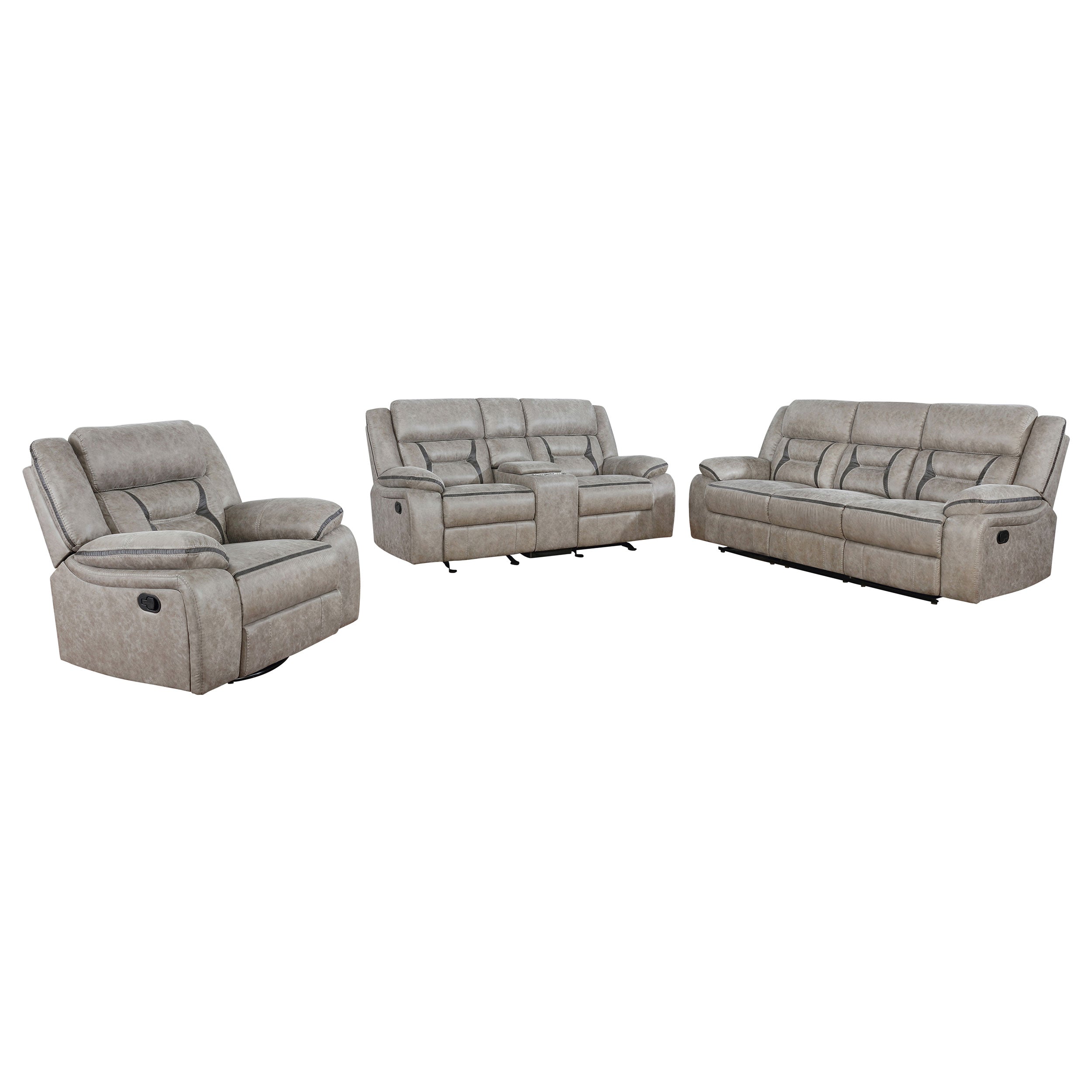 Greer Reclining Sofa Set - 3 Piece - Taupe