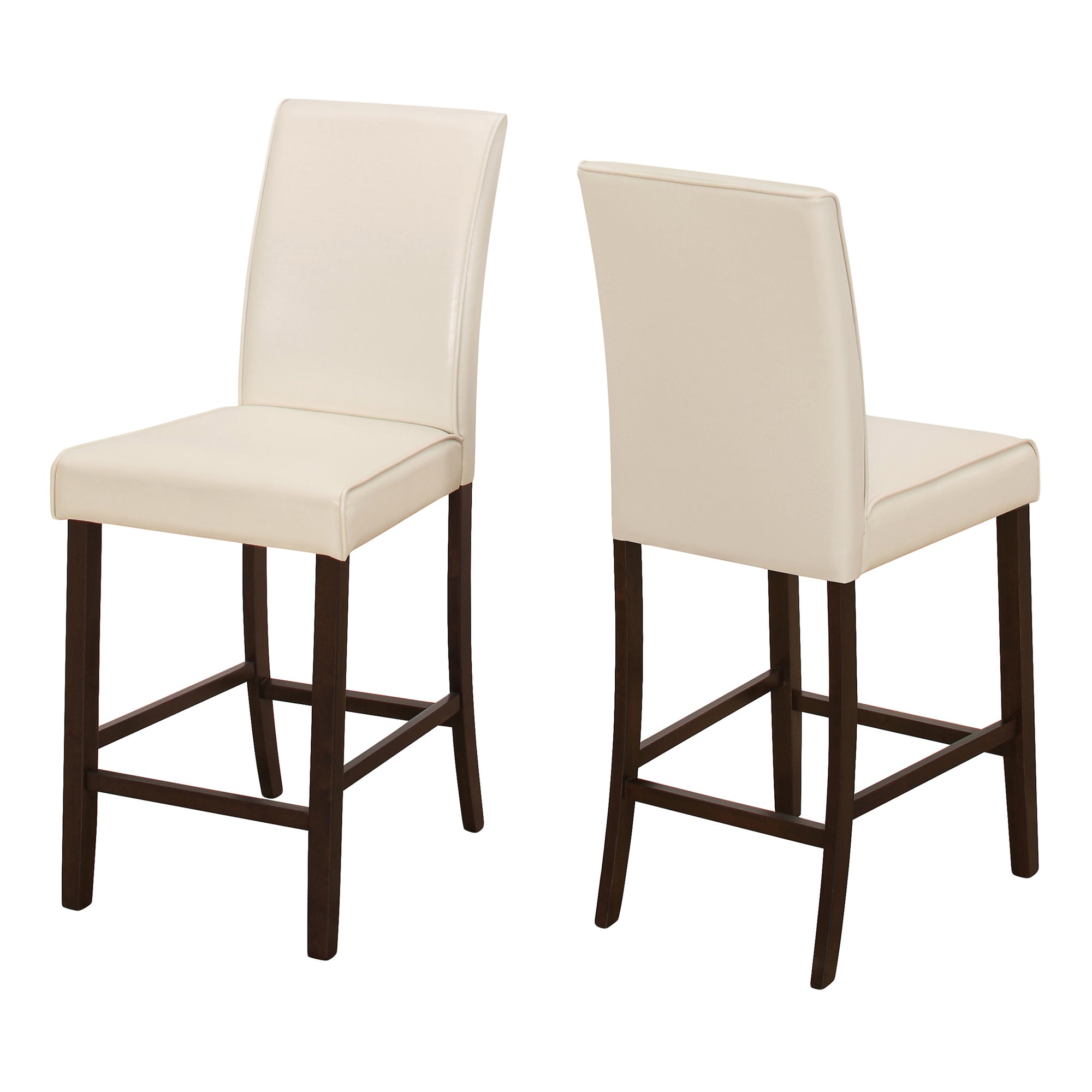 Upholstered Counter height Dining Stools in Ivory Leatherette Set of 2