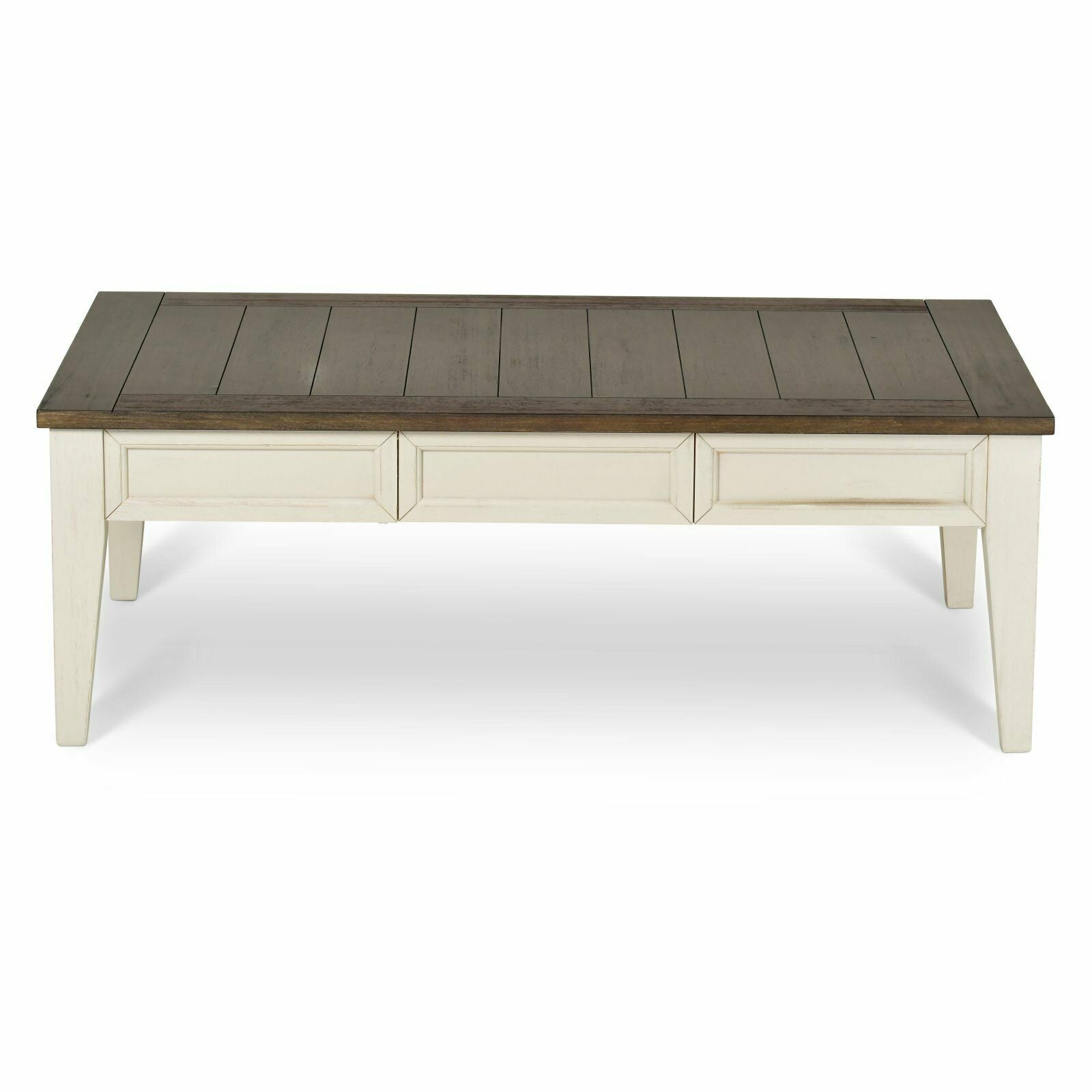 Farmhouse Style Cayla Cocktail Table in Dark Oak/White