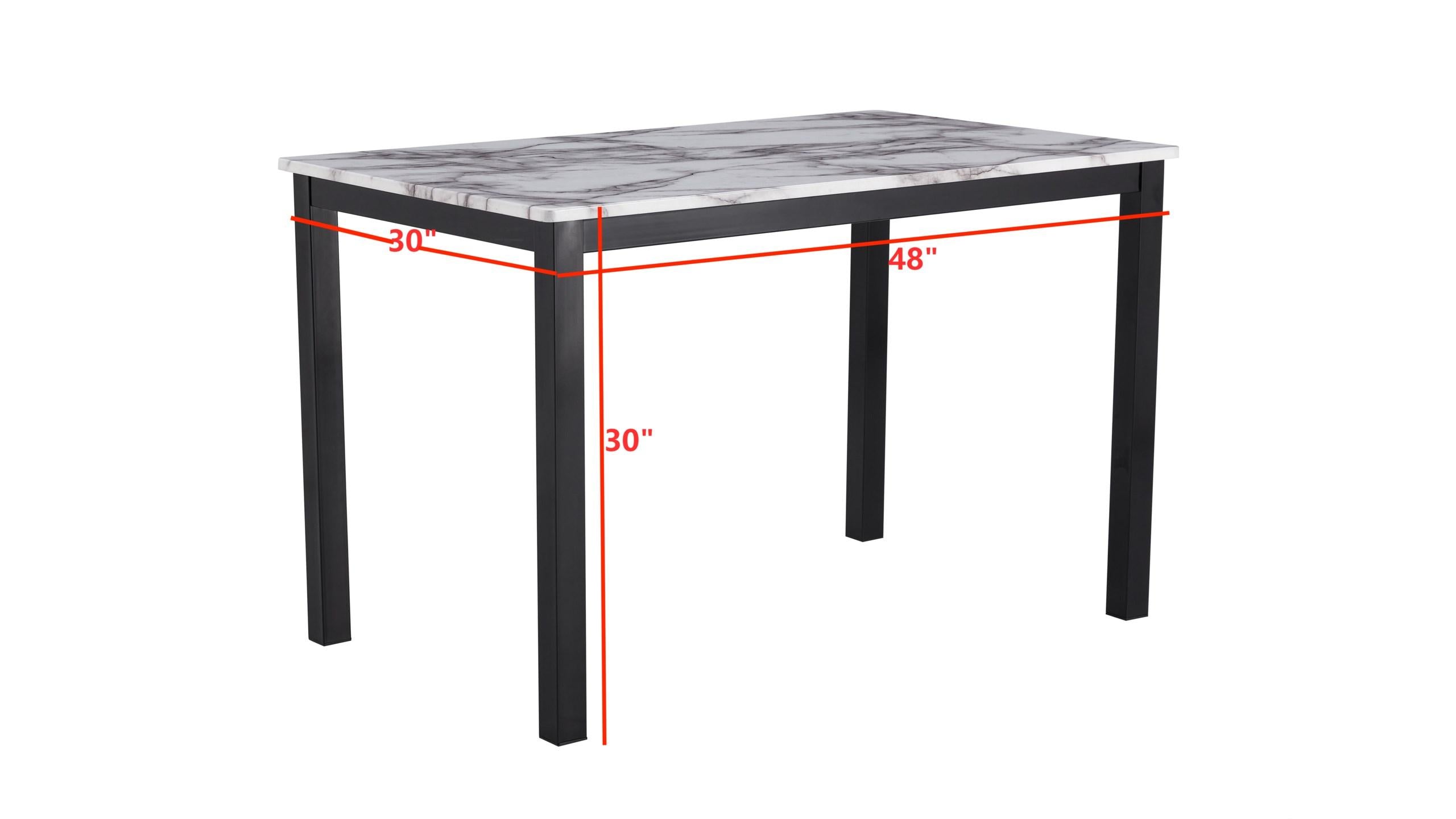 5 Pc Eiden Marble Like Dining Table and Chairs Set in Black And White