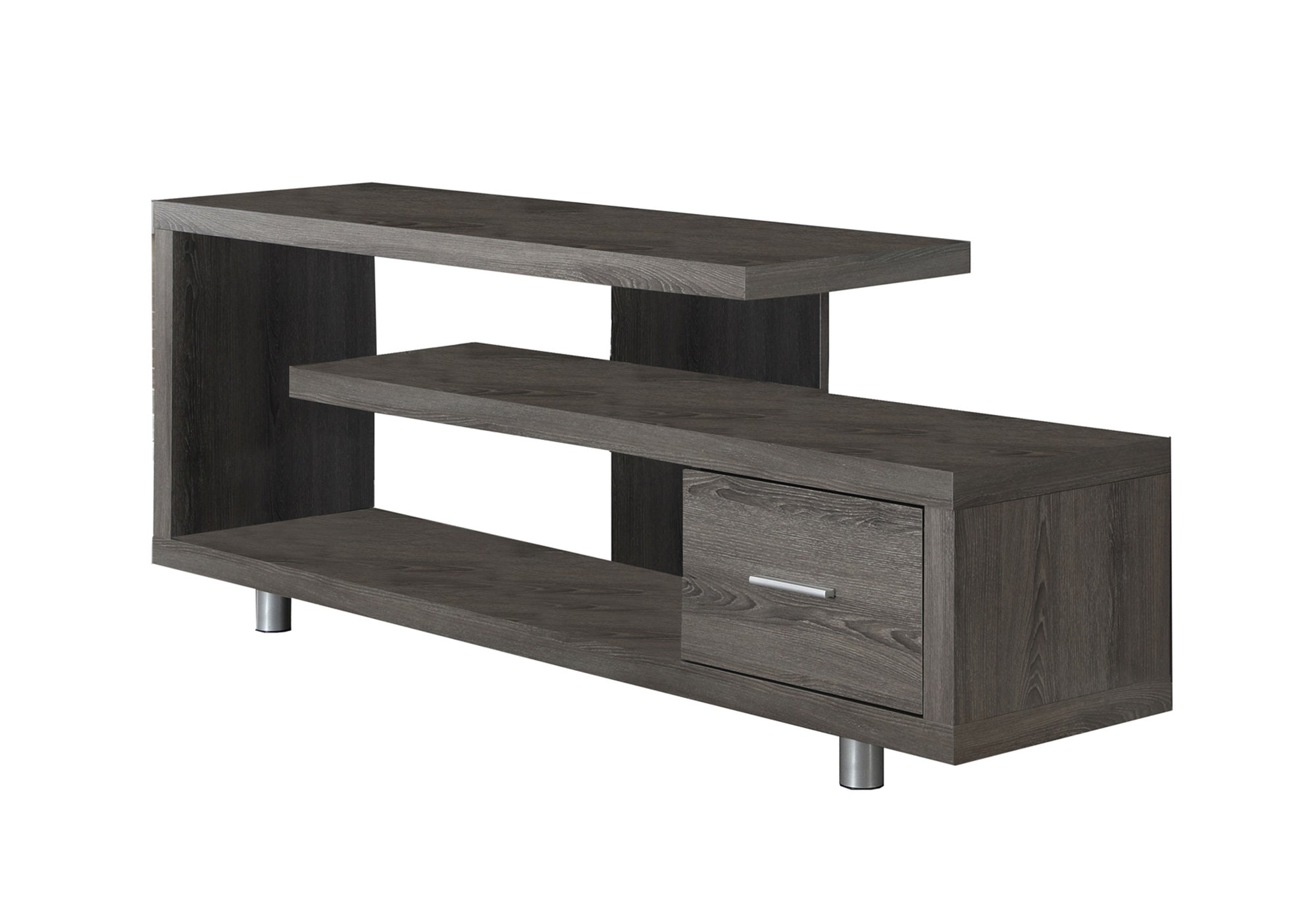 Dark Taupe 60" L Contemporary TV Media Stand with Drawer