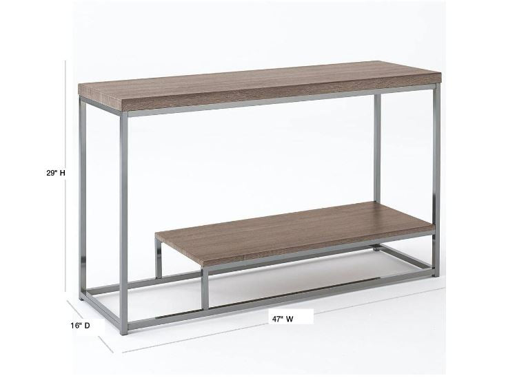 Lucia 47 in. Brown Rectangle Composite Console Table with Chrome Base