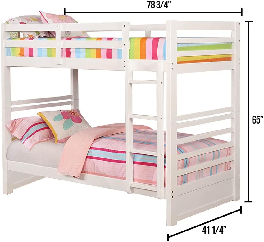 California Twin Over Twin Bunk Bed With Drawers In White