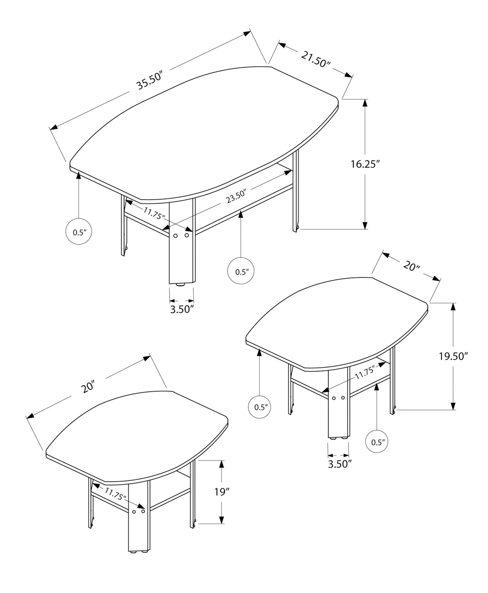 Farmhouse Rustic Gray Barn 3 PC Coffee End Table Set