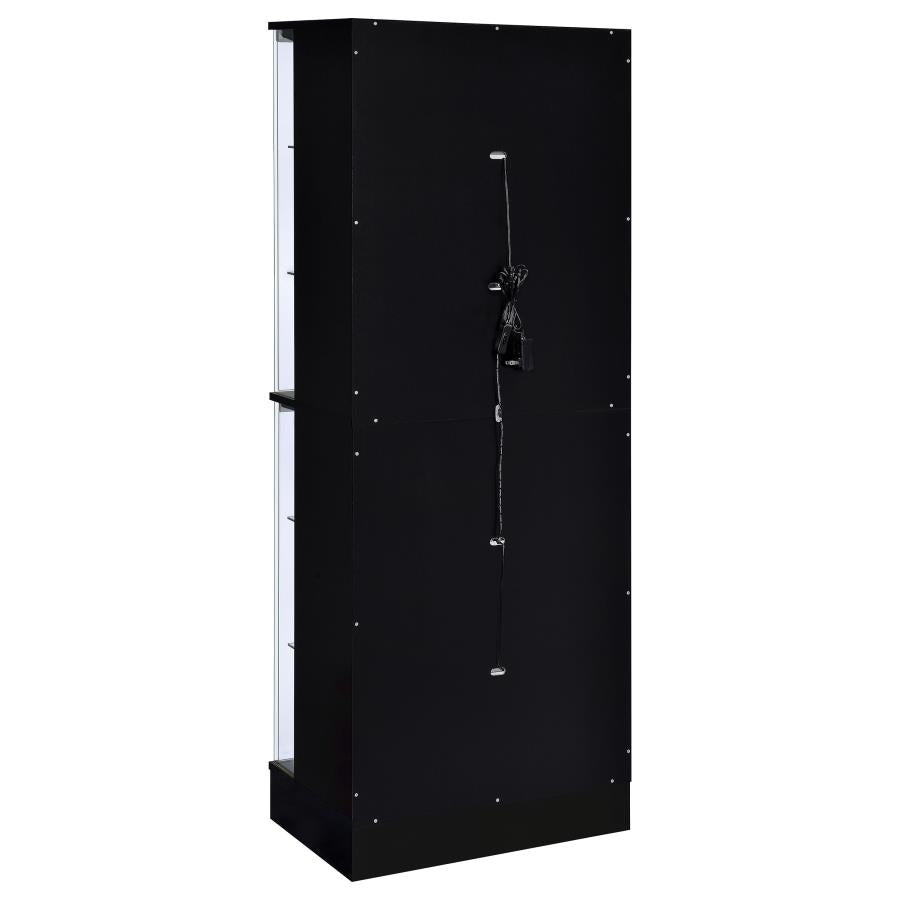 Cabra Black Tower Display Case Curio Cabinet with Glass Shelves and LED Lighting