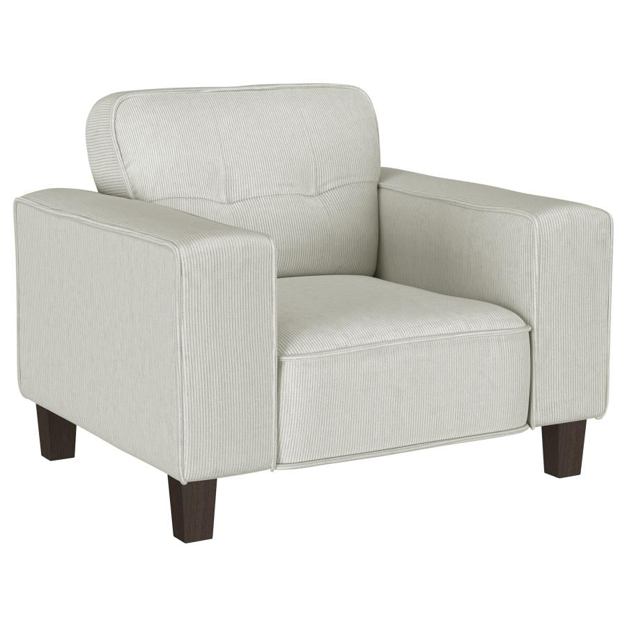 Deerhurst 3 PC Upholstered Track Arm Sofa Love Seat Chair Set in Greige