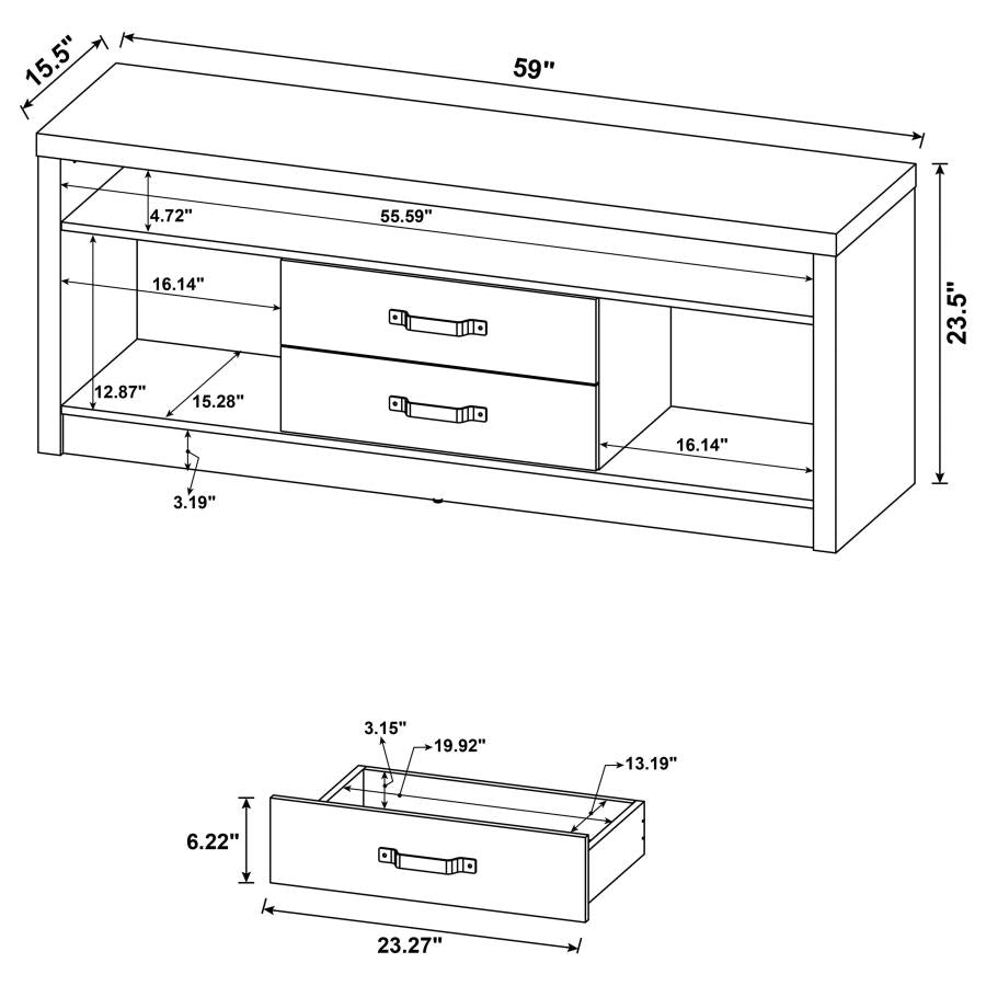 Coaster Transitional 3-Drawer 60" TV Media Stand Console Grey Gray 701024